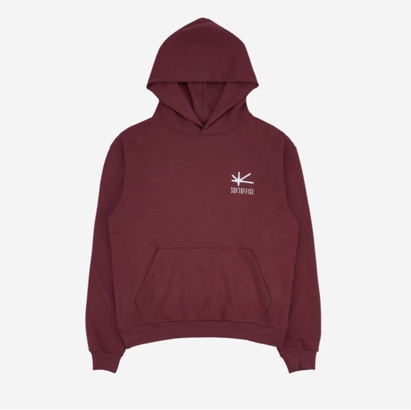 Softoffice Community Sweat Hoodie- Black, Softoffice Community Sweat Hoodie - Burgundy 착용 스타일 - 2