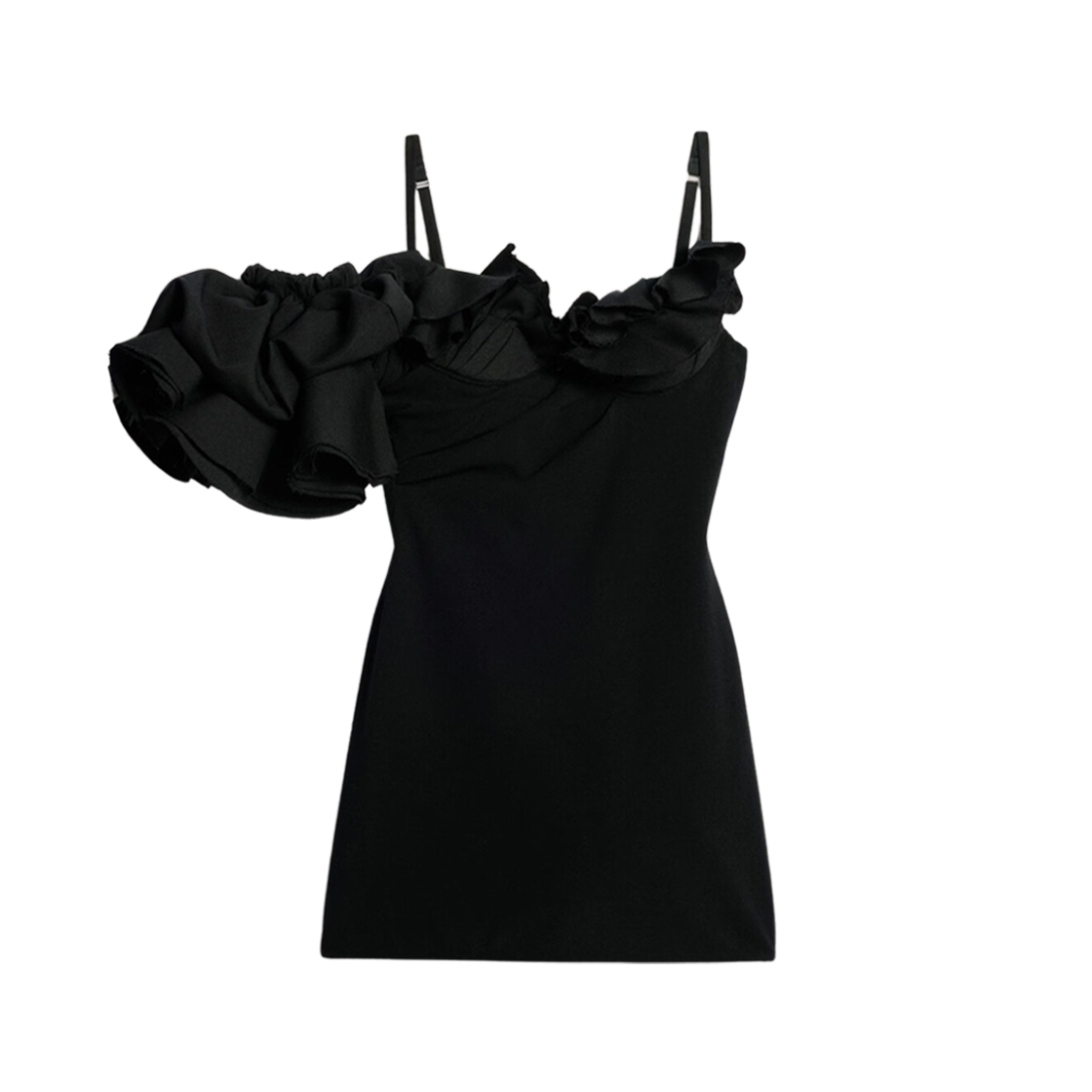 (W) Jacquemus La Robe Duna Ruffled Mini Dress Black 상세 이미지 1