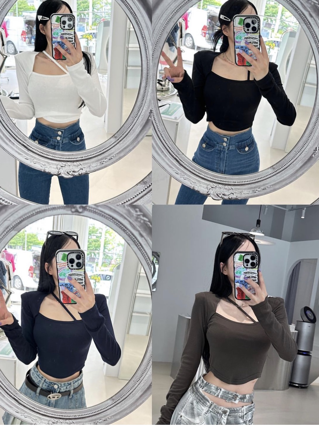 Casetify x Thisisneverthat iPhone Sticker Impact Case Clear Black, Casetify x Thisisneverthat iPhone Sticker Magsafe Impact Case Clear Black 착용 스타일 - 2