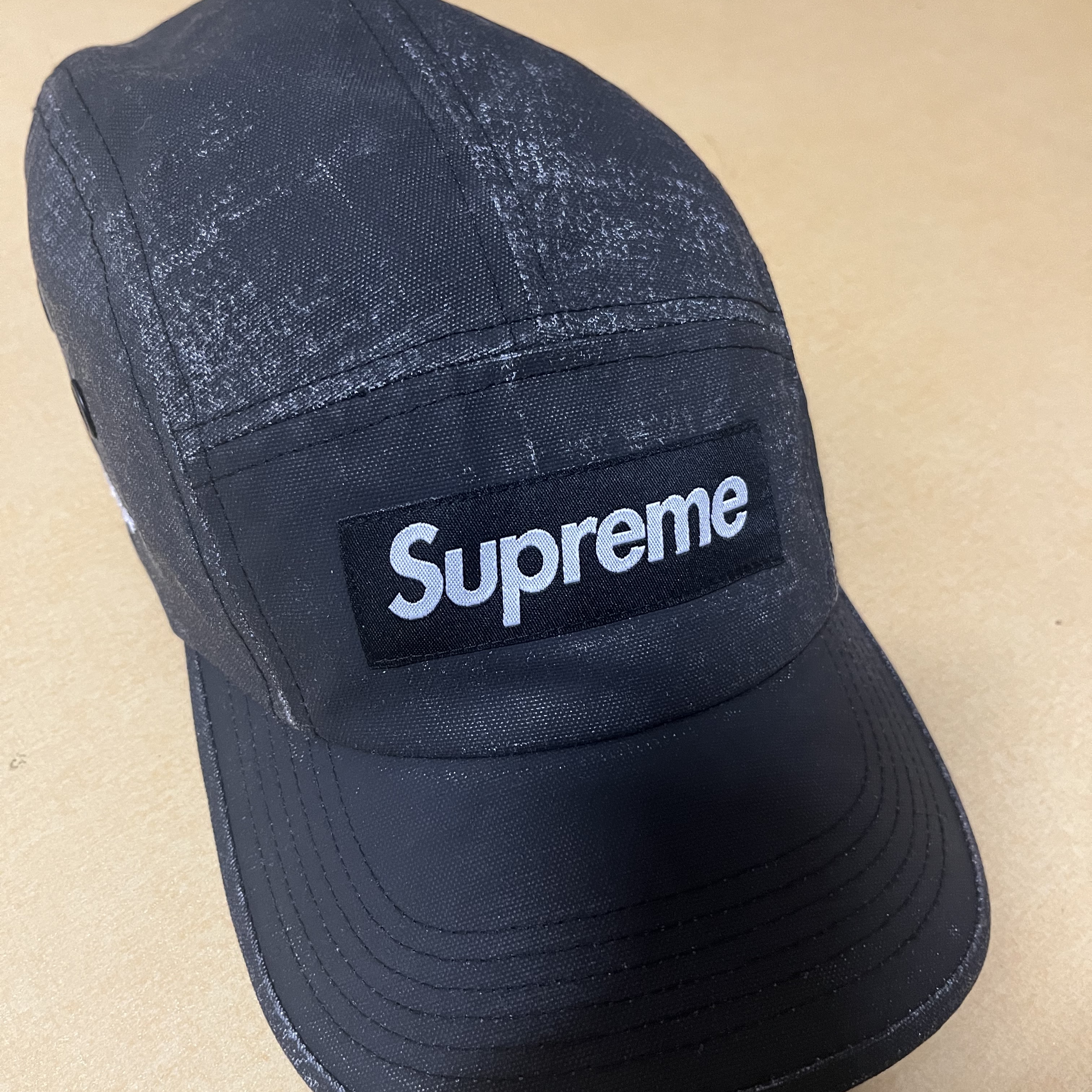 Supreme Coated Cordura Camp Cap Black - 22SS 착용 스타일