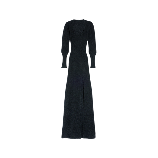 (W) 자크뮈스 라 로브 다오 슬릿 니트 드레스 블랙