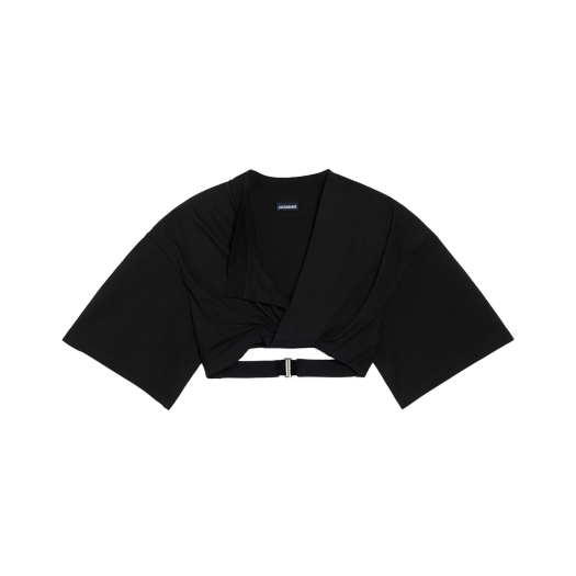 (W) 자크뮈스 르 티셔츠 바이아 코트 트위스티드 티셔츠 블랙