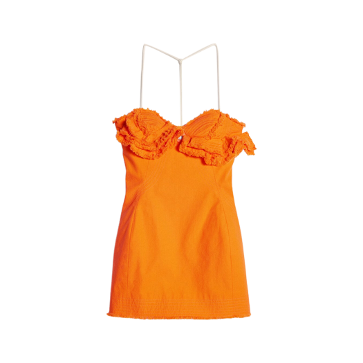 (W) 자크뮈스 라 로브 아티초크 코트 프레이드 미니 홀터 드레스 오렌지