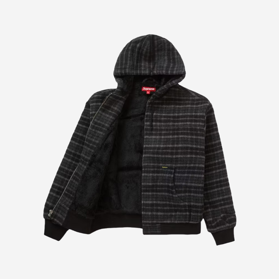 Supreme Plaid Wool Hooded Work Jacket Black - 23FW 상세 이미지 2