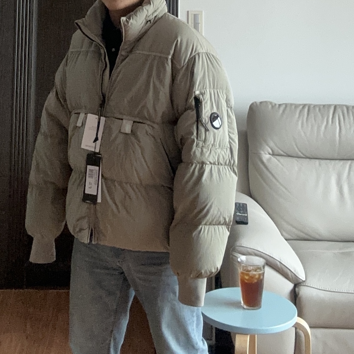 C.P. Company Eco-Chrome R Mixed Down Jacket Ivy Green - 23FW 착용 스타일 - 1