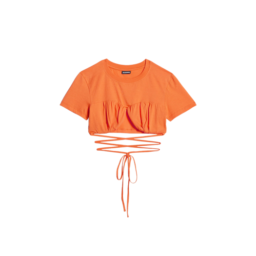 (W) 자크뮈스 르 티셔츠 바치 개더드 브라 티셔츠 오렌지
