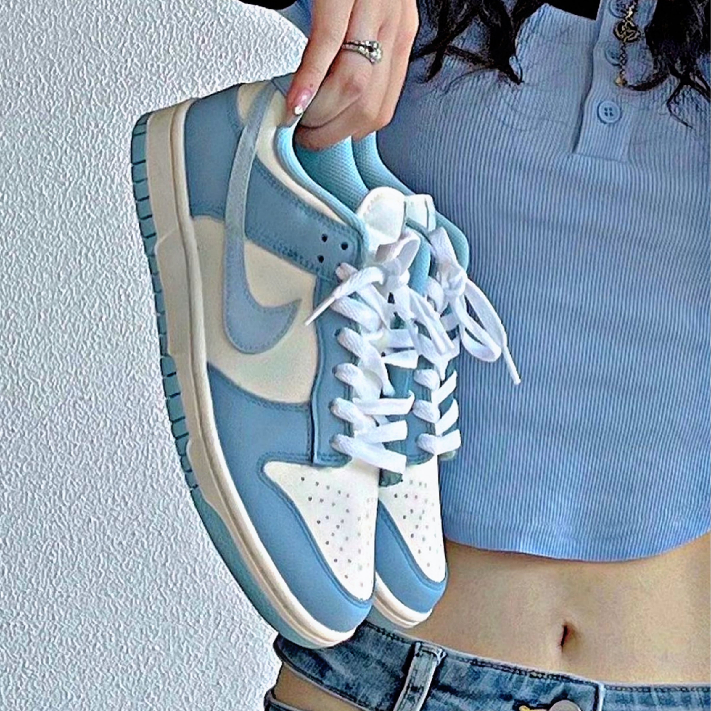 (W) Jordan 1 Low White Ice Blue 착용 스타일 - 2