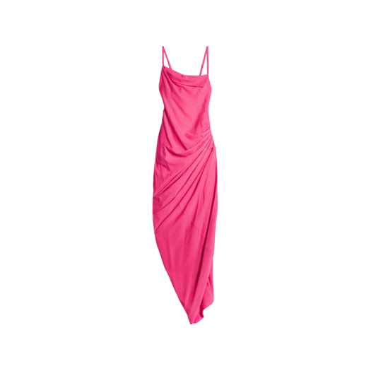 (W) 자크뮈스 라 로브 로브 랑그 롱 어시메트릭 드레이프 드레스 핑크
