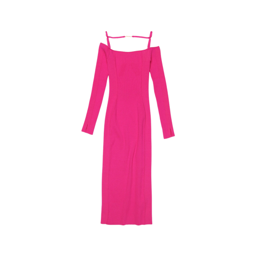(W) 자크뮈스 라 로브 시에라 롱슬리브 란제리 드레스 핑크