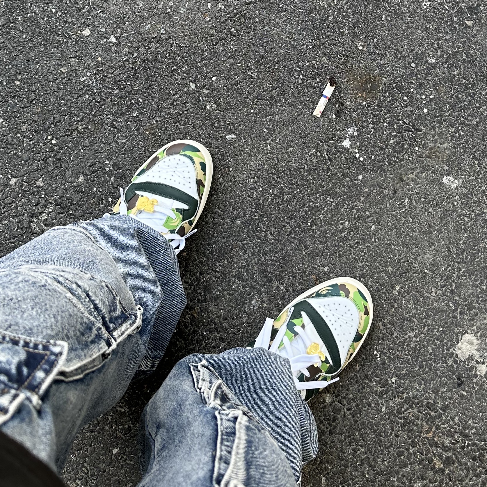 Adidas x BAPE Forum 84 Low Green Camo 착용 스타일 - 1
