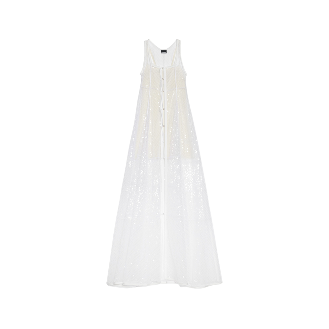 (W) Jacquemus La Robe Dentelle Long Ribbon Neglige Dress White 상세 이미지 1