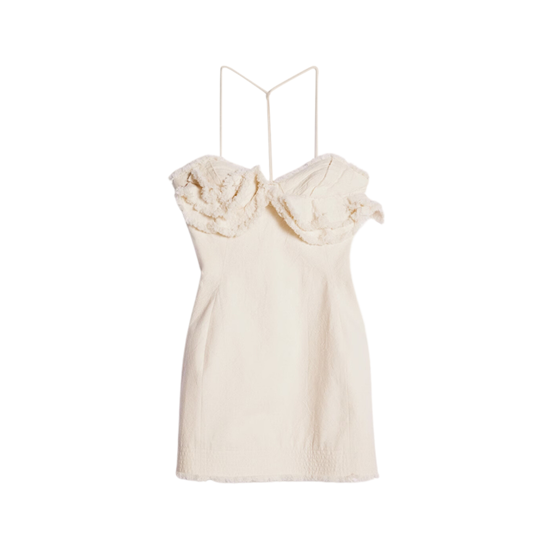 (W) Jacquemus La Robe Artichaut Courte Frayed Mini Halter Dress Off White 상세 이미지 1