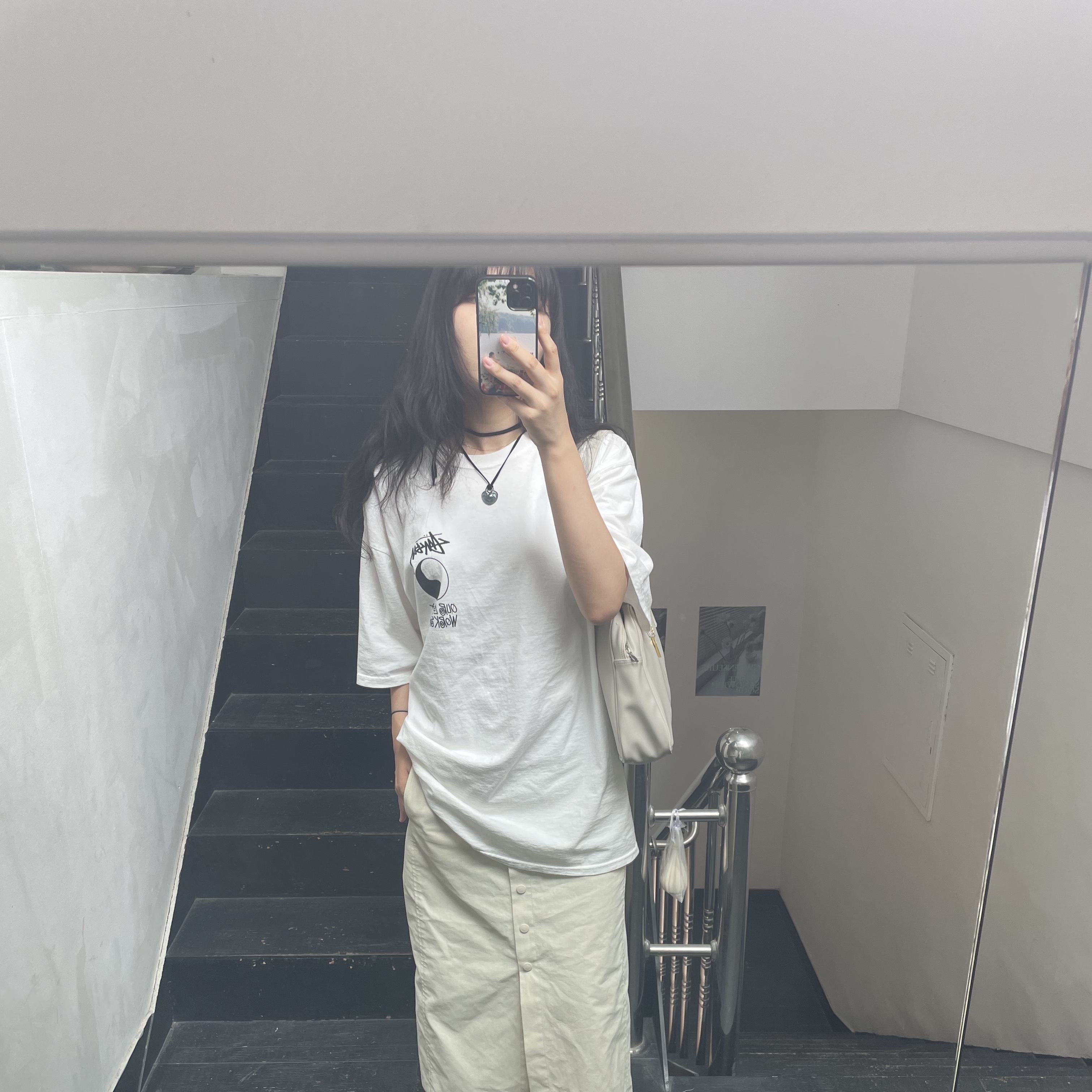 Stussy x Our Legacy Frame Pigment Dyed T-Shirt Natural 착용 스타일