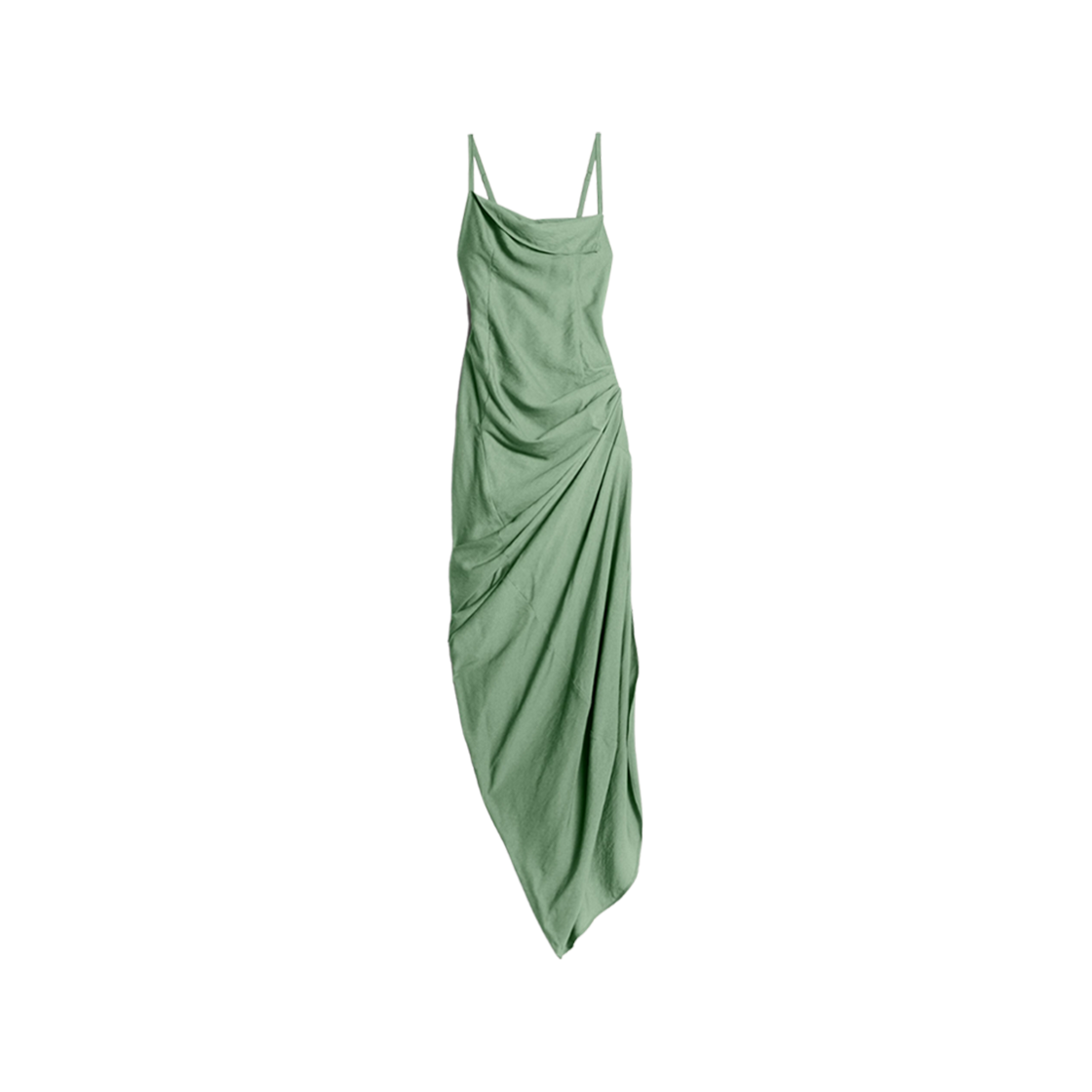 (W) Jacquemus La Robe Saudade Longue Long Asymmetric Draped Dress Khaki 상세 이미지 1