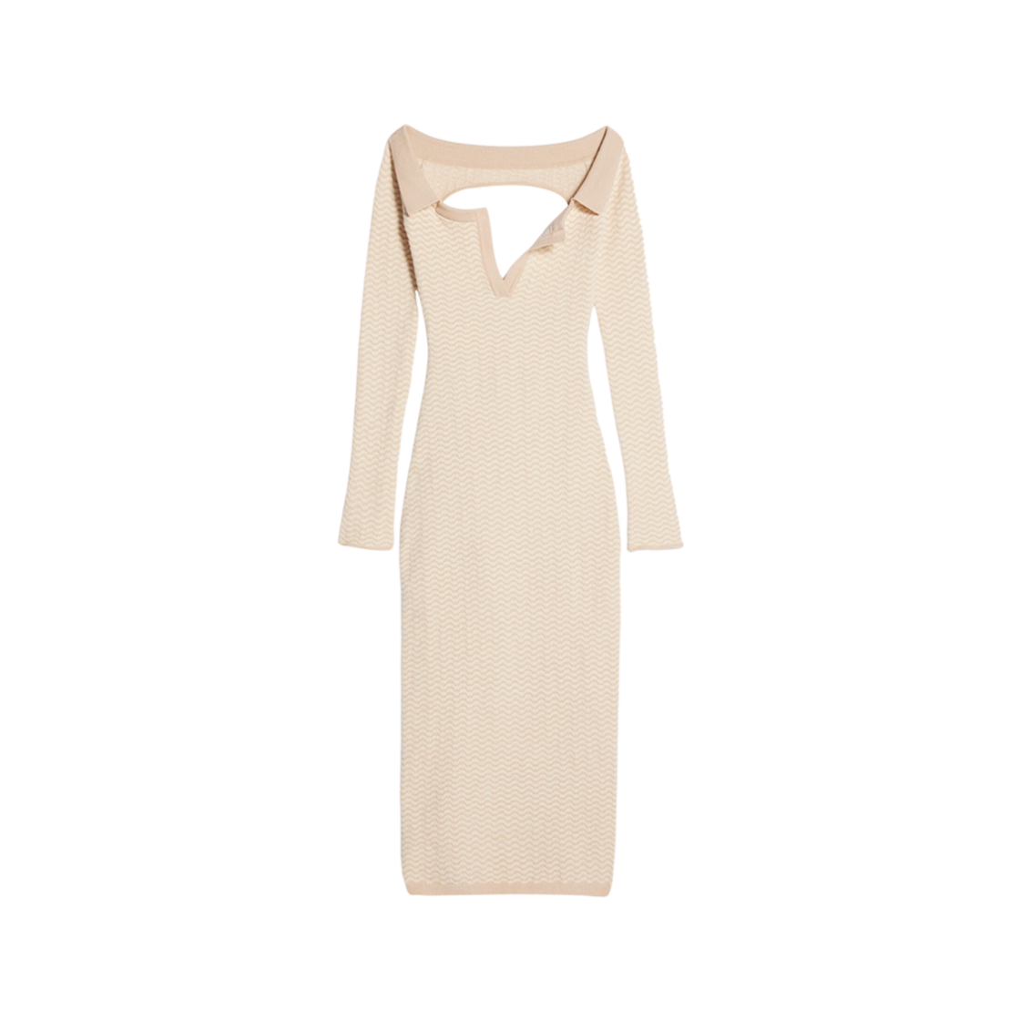 (W) Jacquemus La Robe Maille Pampero Off-The-Shoulder Polo Dress Multi Beige 상세 이미지 1