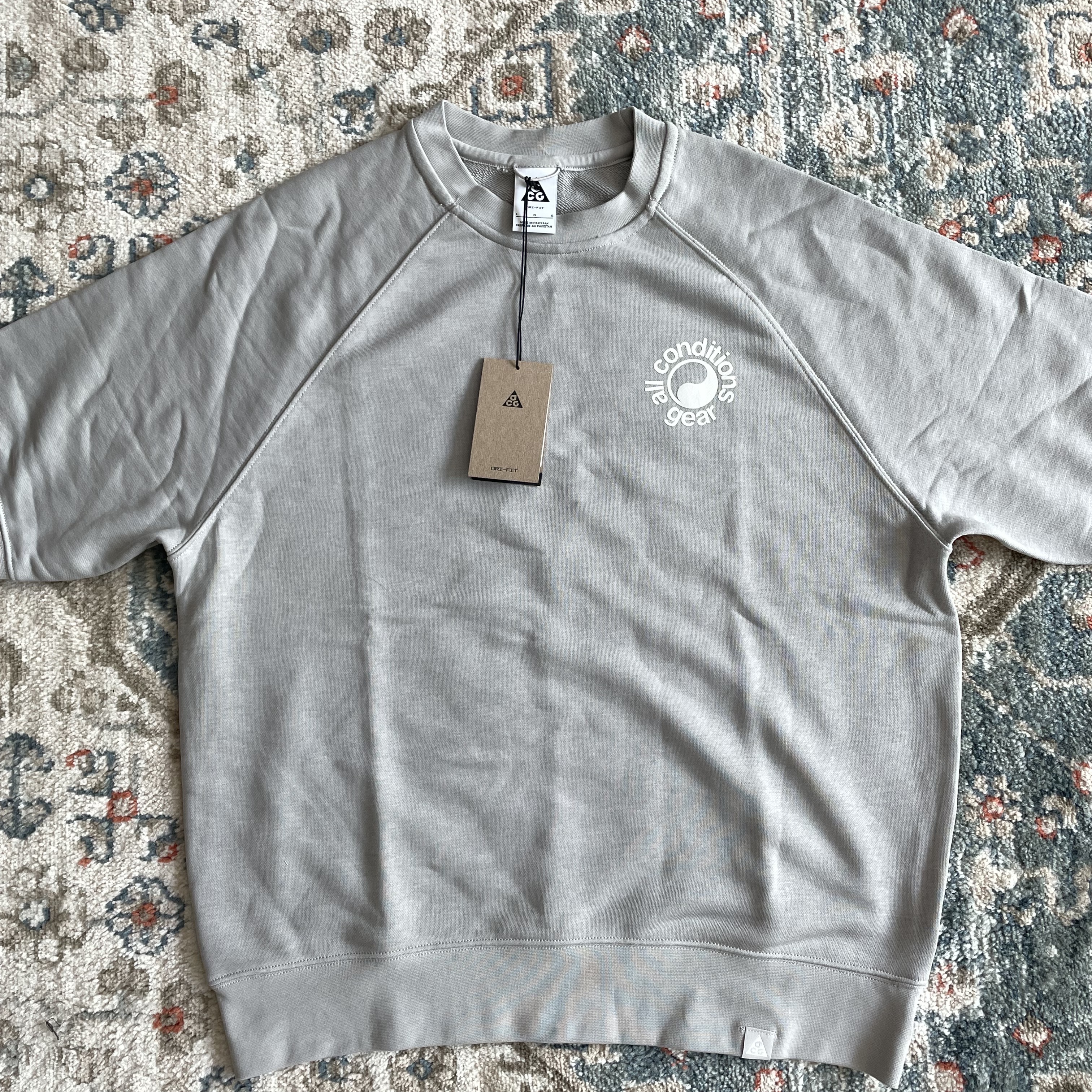 Nike ACG Dri-Fit S/S Fleece Crew Light Iron Ore - Asia 착용 스타일 - 1