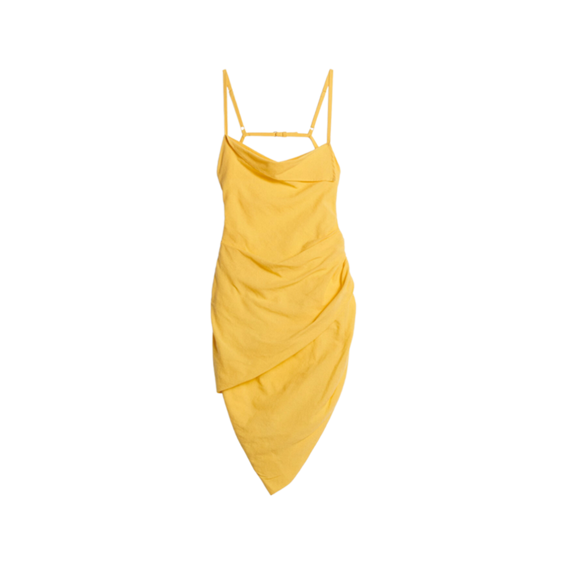 (W) Jacquemus La Robe Saudade Asymmetric Draped Mini Dress Yellow 상세 이미지 1