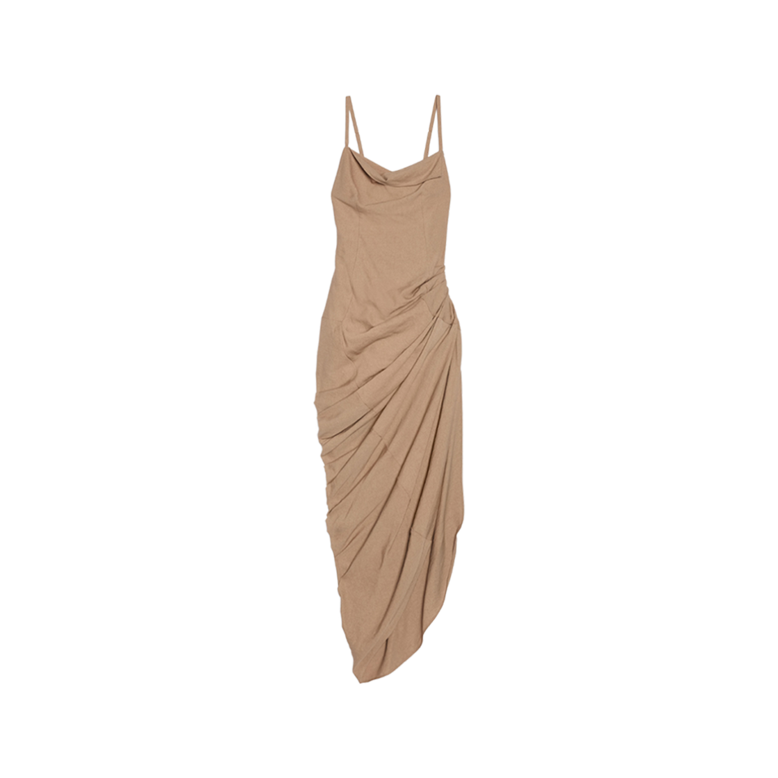 (W) Jacquemus La Robe Saudade Longue Asymmetric Draped Mini Dress Beige 상세 이미지 1