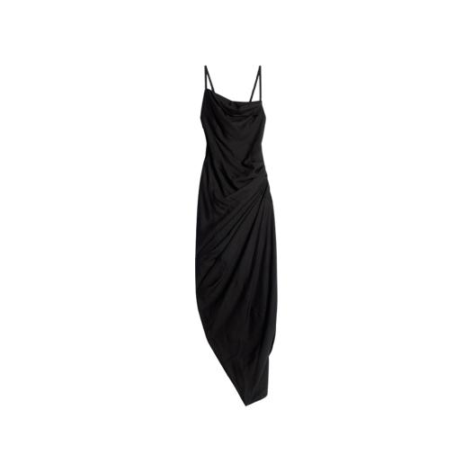 (W) 자크뮈스 라 로브 로브 랑그 롱 어시메트릭 드레이프 드레스 블랙