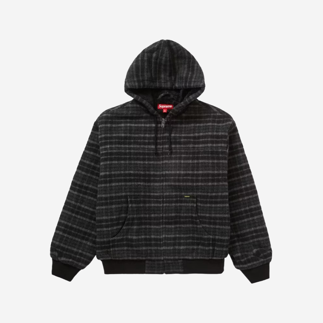 Supreme Plaid Wool Hooded Work Jacket Black - 23FW 상세 이미지 1