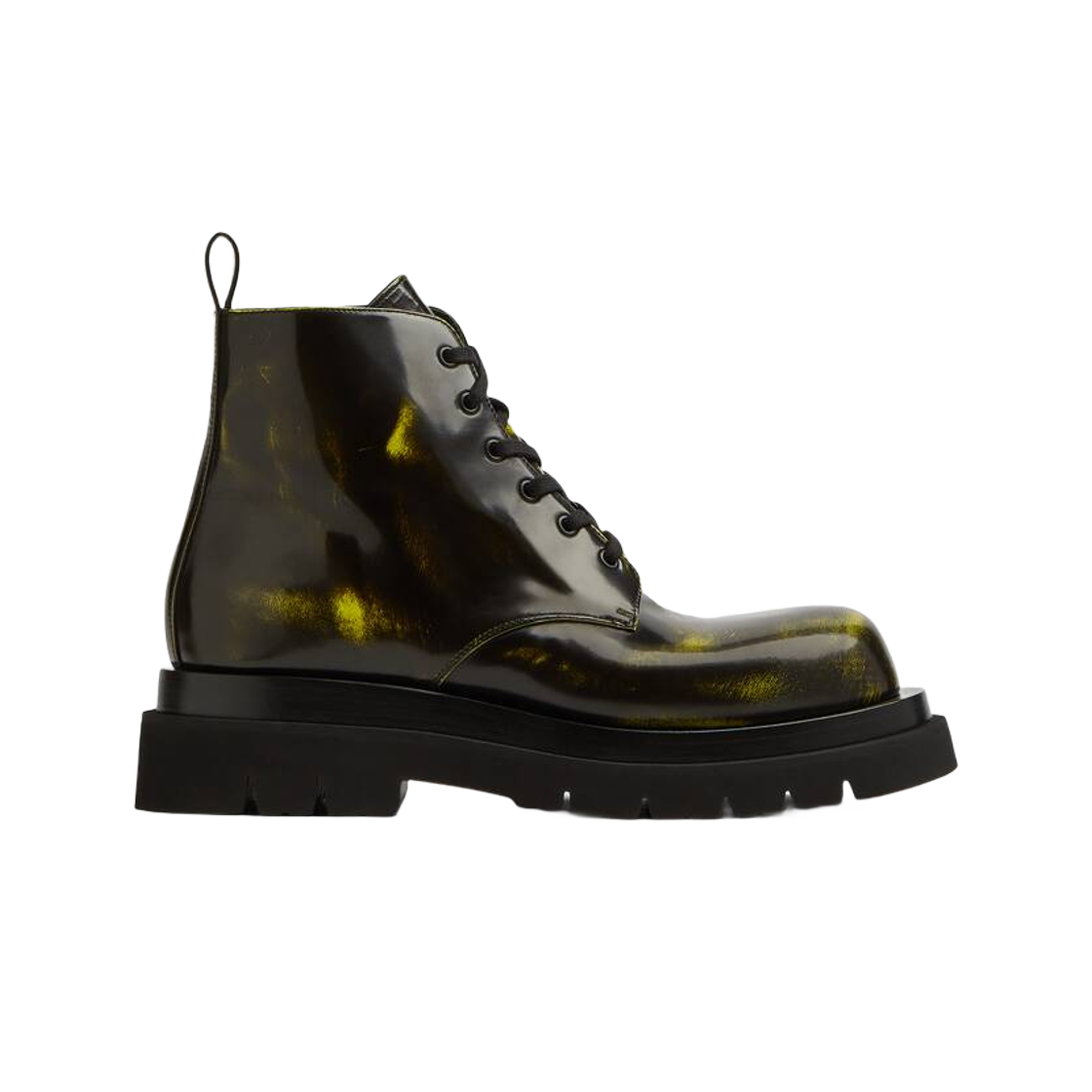보테가 베네타 러그 레이스 업 앵클 부츠 뉴 샤르트뢰즈 블랙(Bottega Veneta Lug Lace Up Ankle Boot New Chartreuse Black) - 1