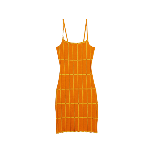 (W) 자크뮈스 라 로브 마이유 마라 체크 니트 미니 드레스 오렌지