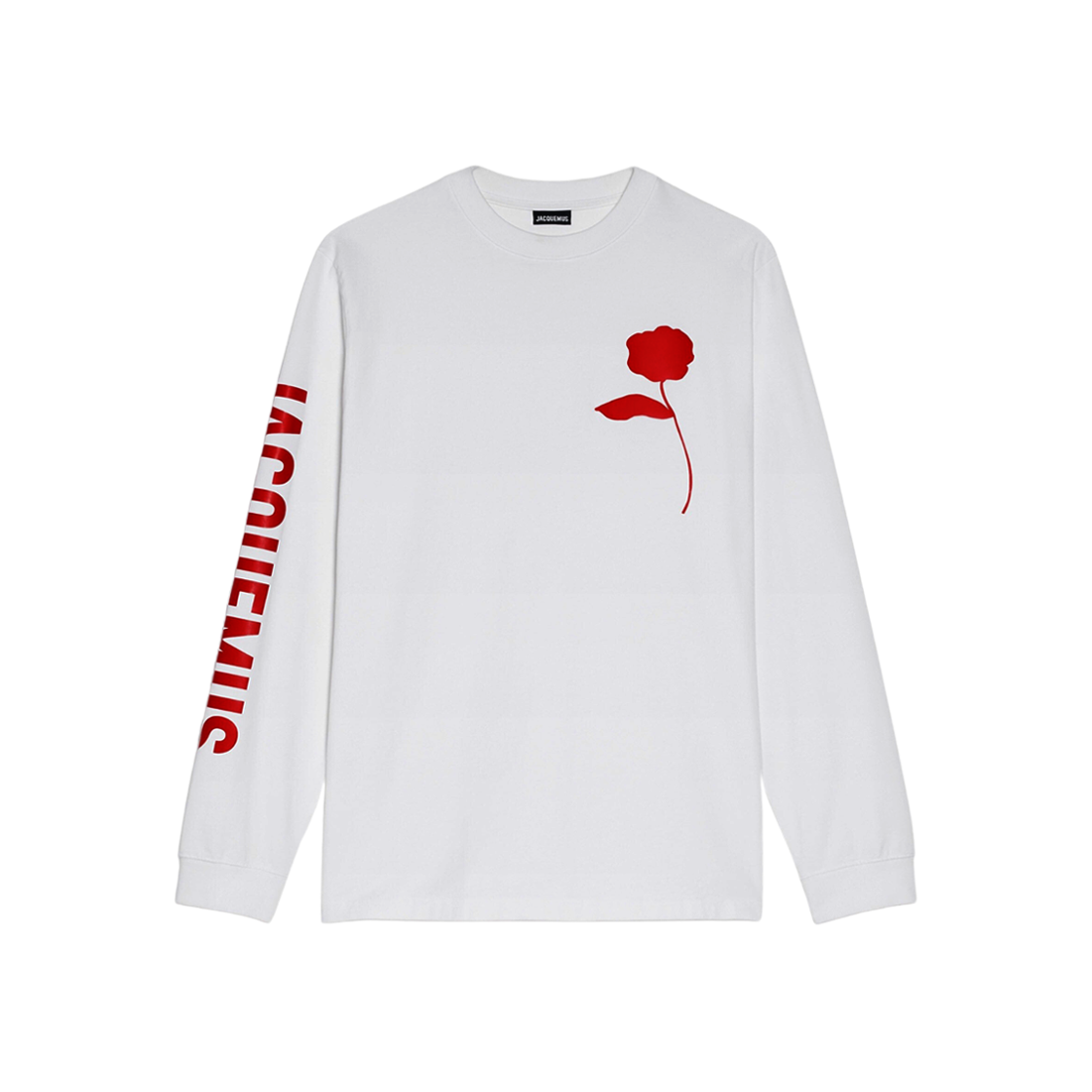 Jacquemus Le T-Shirt Ciceri Rose Stencil Long Sleeve T-Shirt Red Solid Rose White 상세 이미지 1