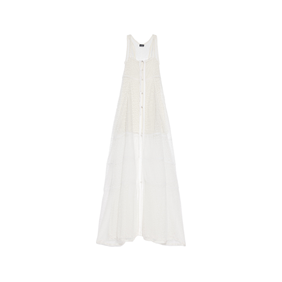 (W) Jacquemus La Robe Dentelle Long Ribbon Neglige Dress White 상세 이미지 1