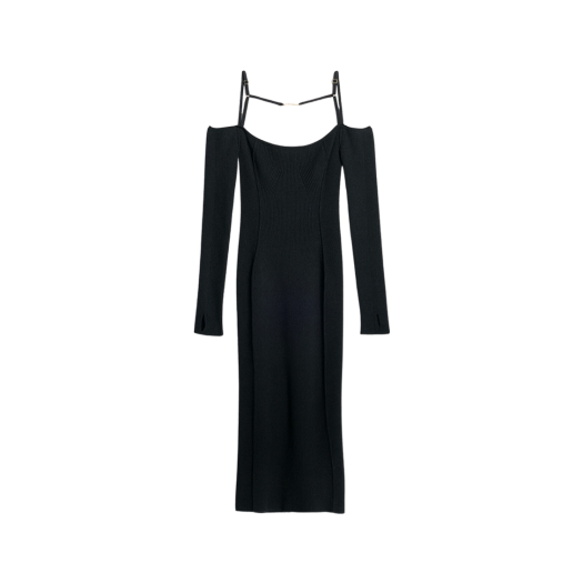 (W) 자크뮈스 라 로브 시에라 롱슬리브 란제리 드레스 블랙