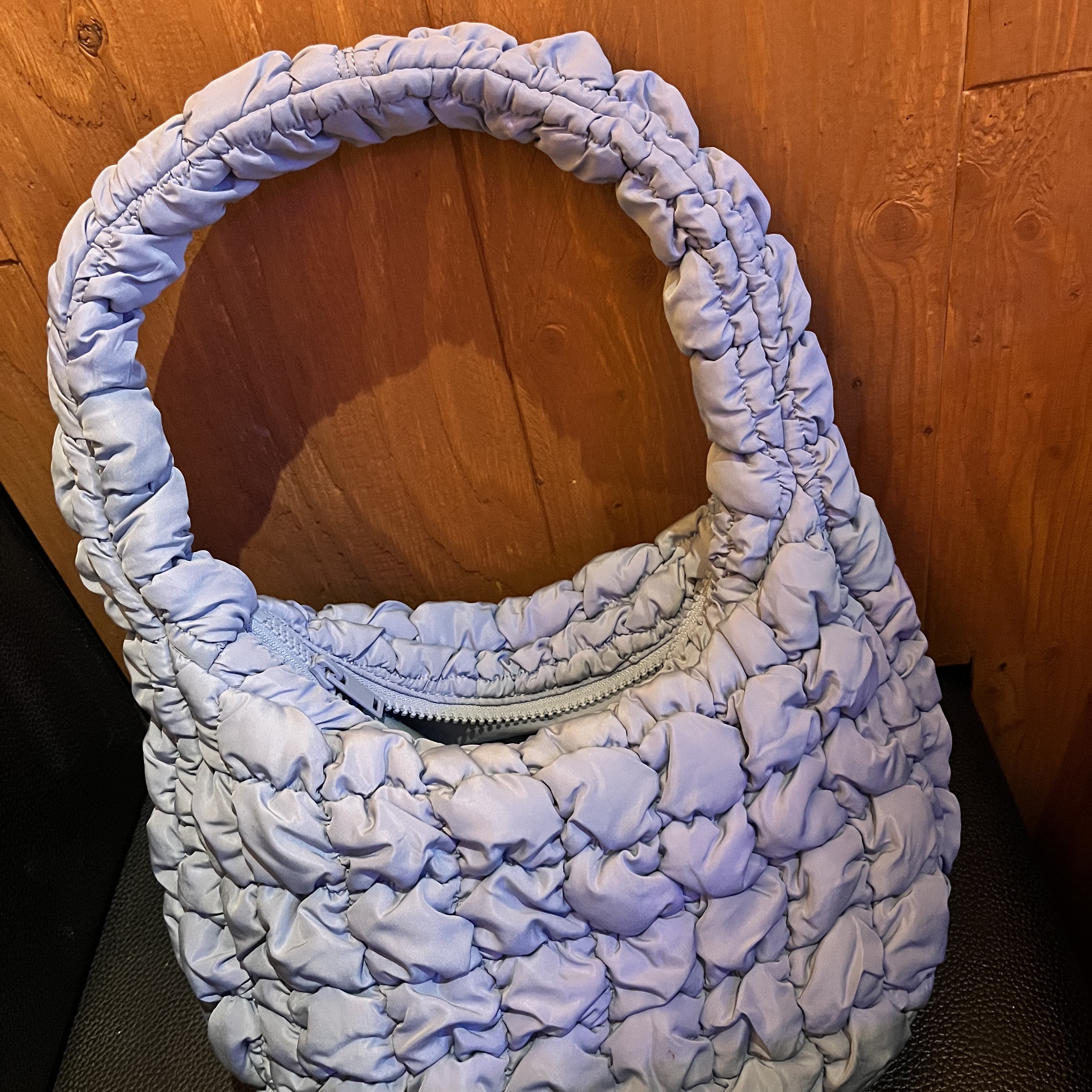 COS Quilted Mini Bag Light Blue 착용 스타일