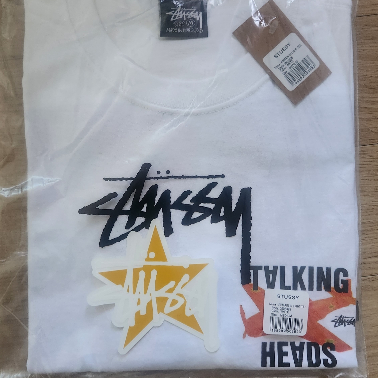 Stussy x Talking Heads Stop Remain in Light T-Shirt White 착용 스타일 - 1