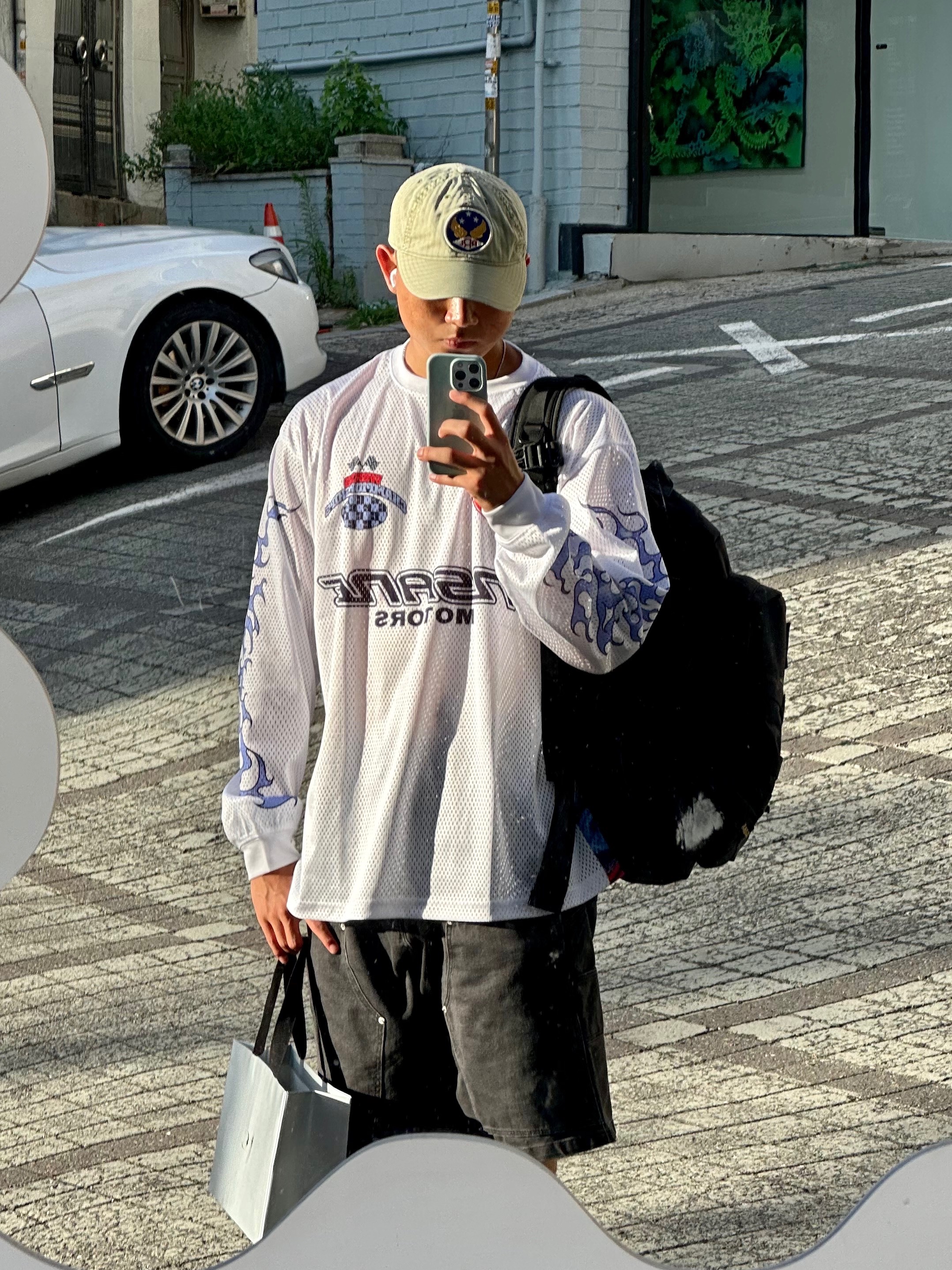 Double RL Garment Dyeing Twill Ball Cap Green 착용 스타일