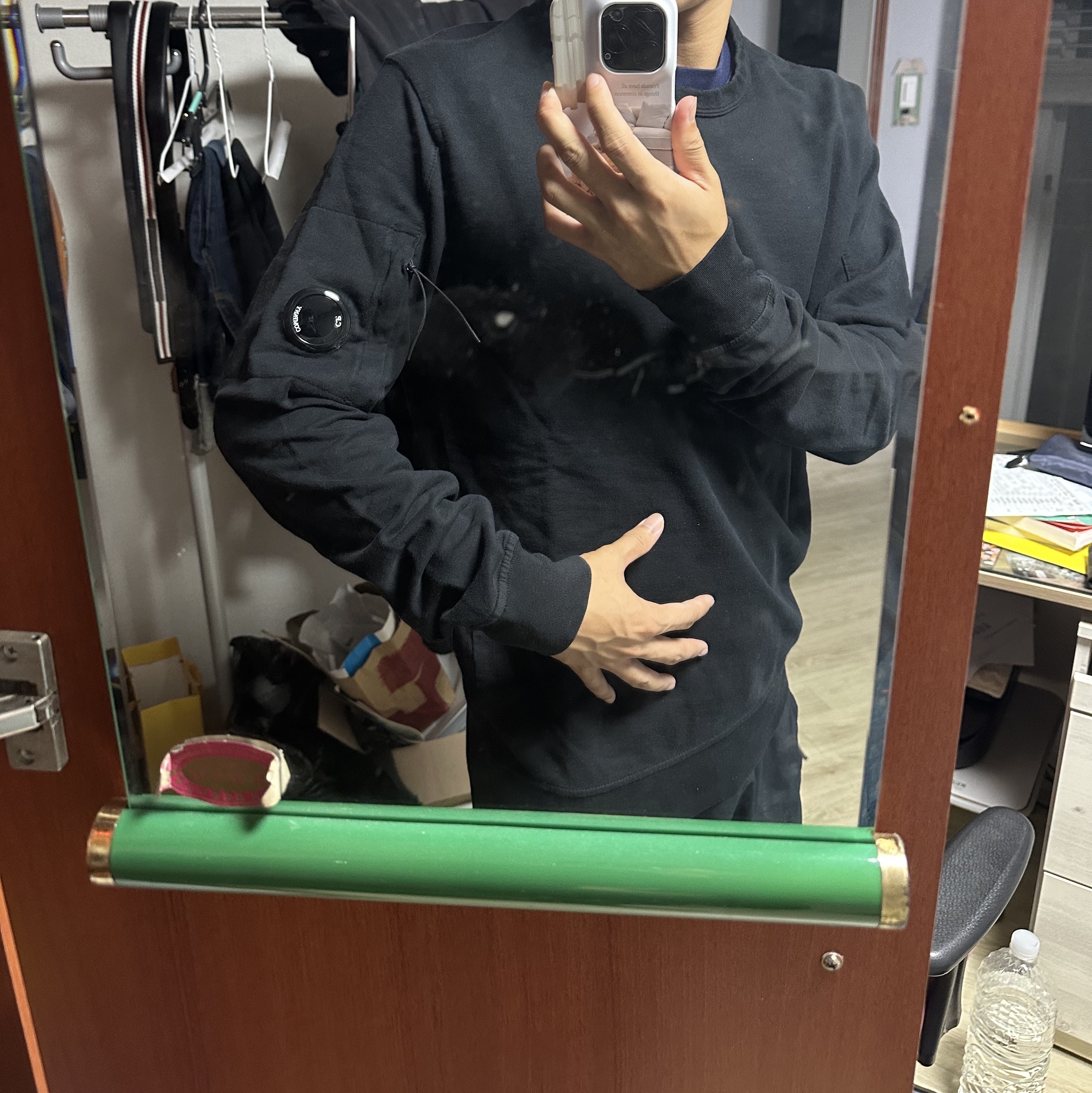 C.P. Company Light Fleece Sweatshirt Black - 23SS 착용 스타일