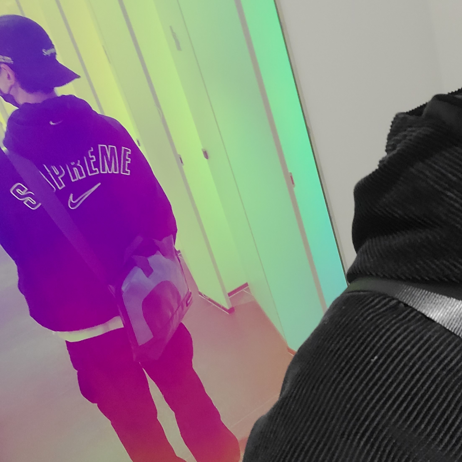 Supreme x Nike Arc Corduroy Hooded Jacket Black - 22SS, Supreme x Nike Arc Corduroy Cargo Pants Black - 22SS 착용 스타일