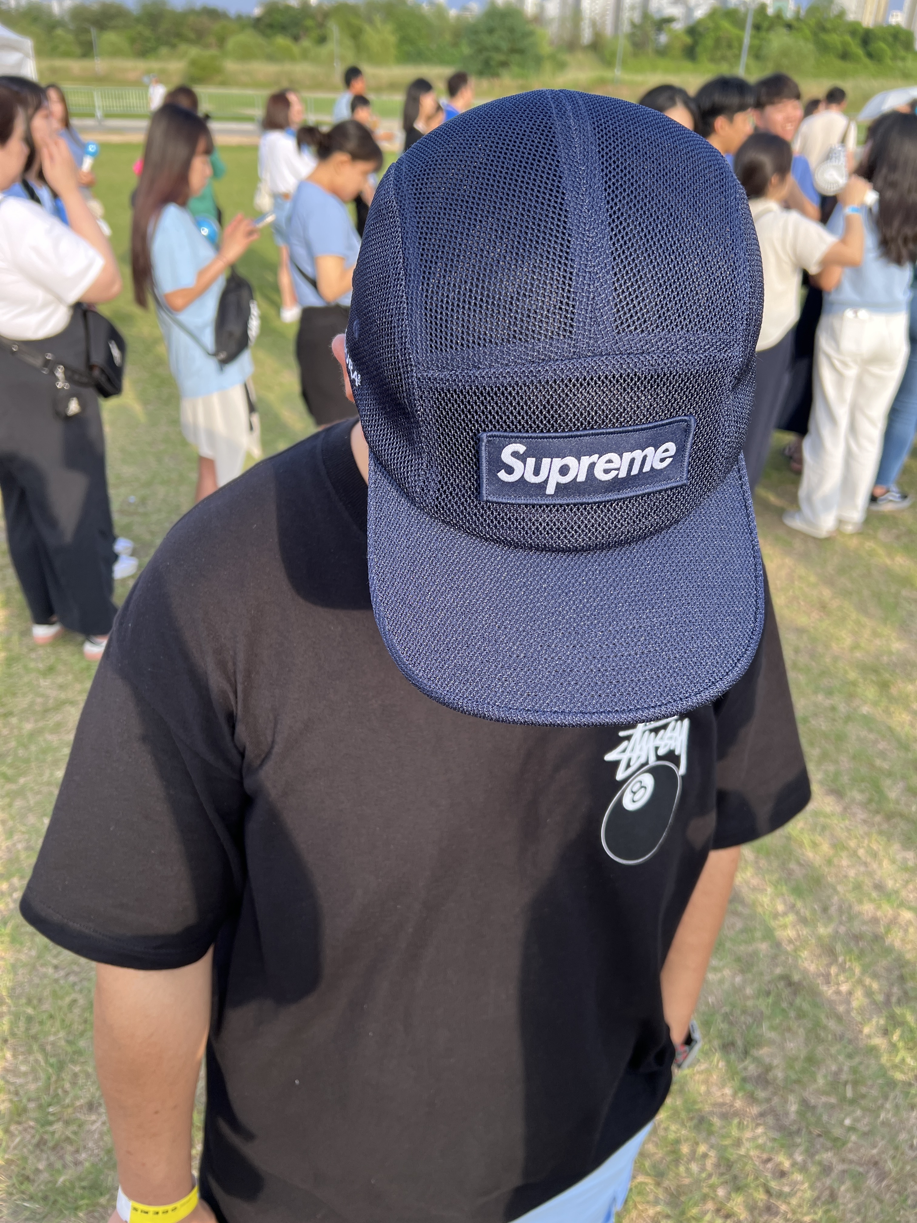Supreme Mesh Cordura Camp Cap Navy - 23SS 착용 스타일
