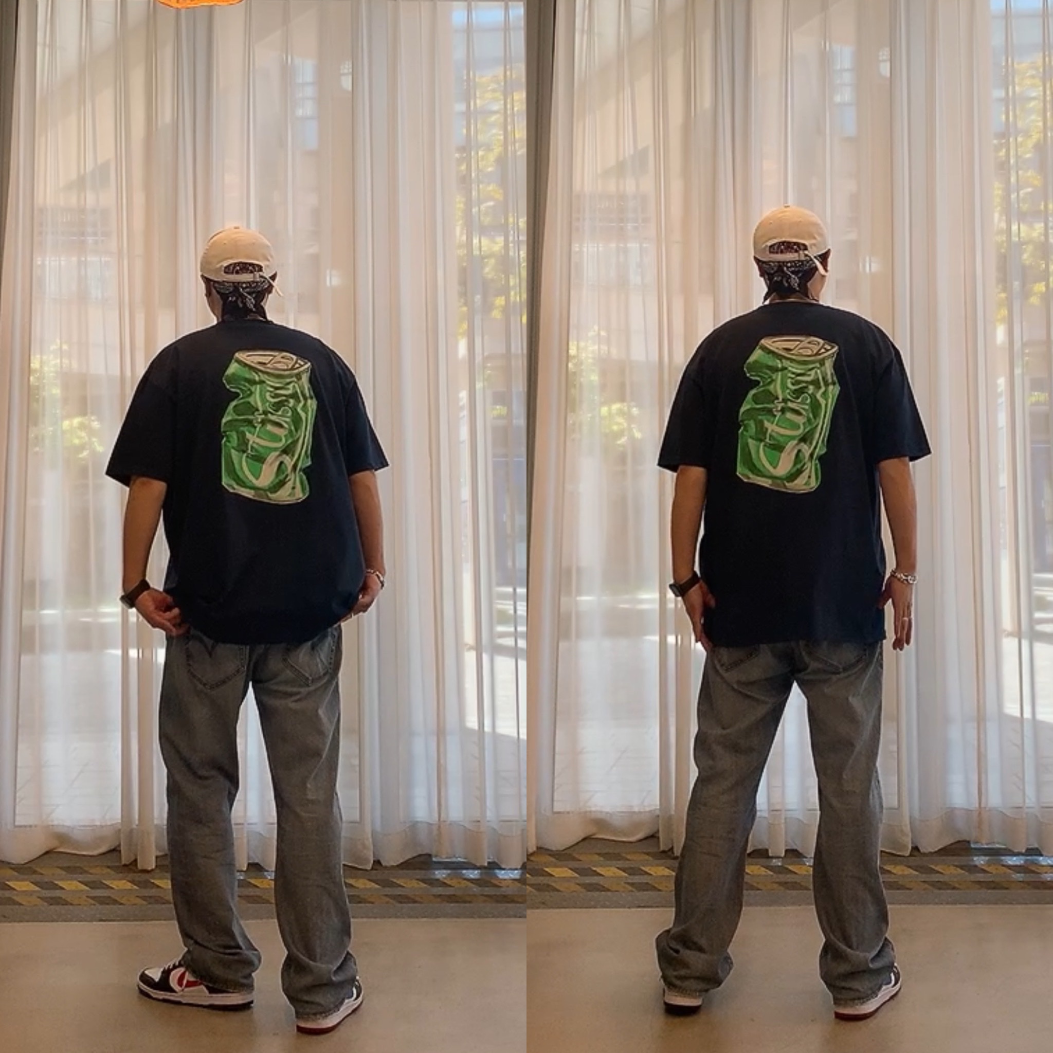 Stussy Soda Can T-Shirt Navy, Nike Dunk Low SE Seoul 착용 스타일