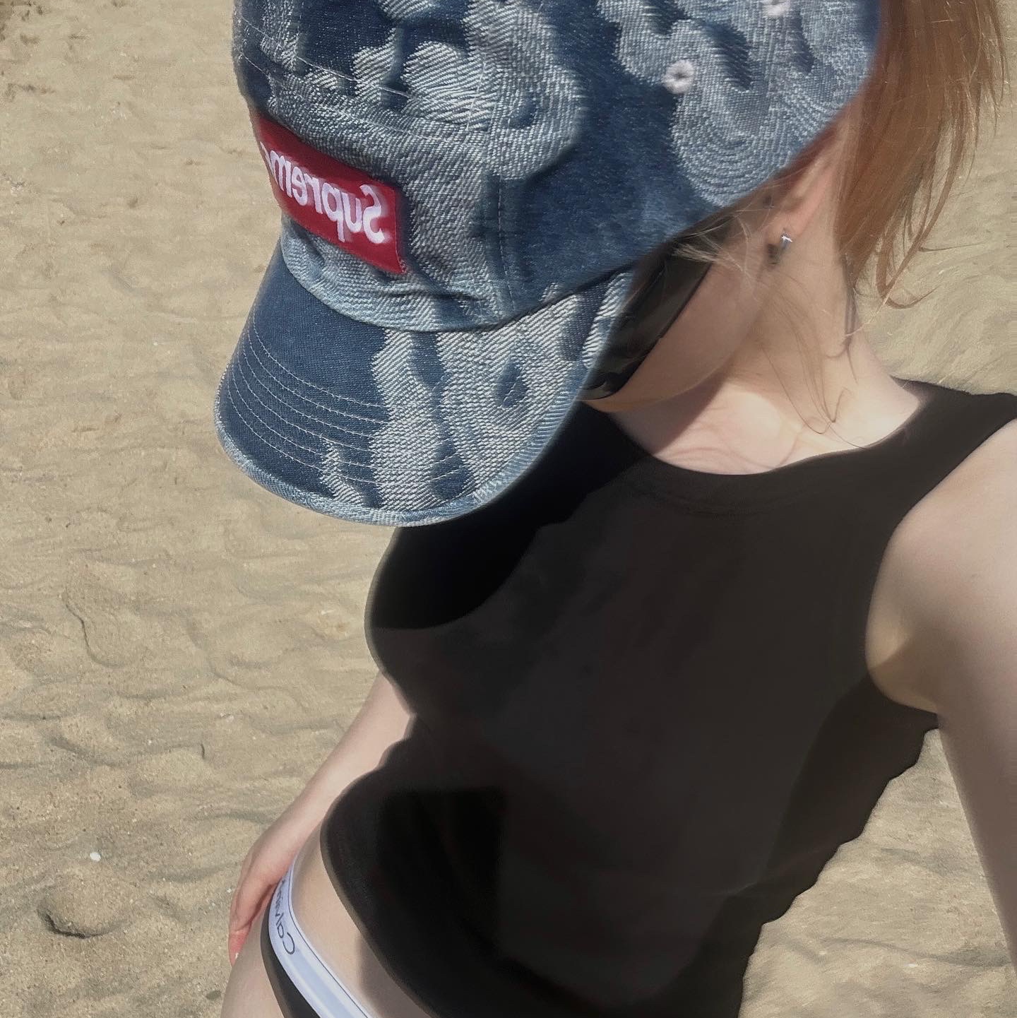 Supreme Flames Jacquard Denim Camp Cap Washed Indigo - 23SS 착용 스타일 - 3