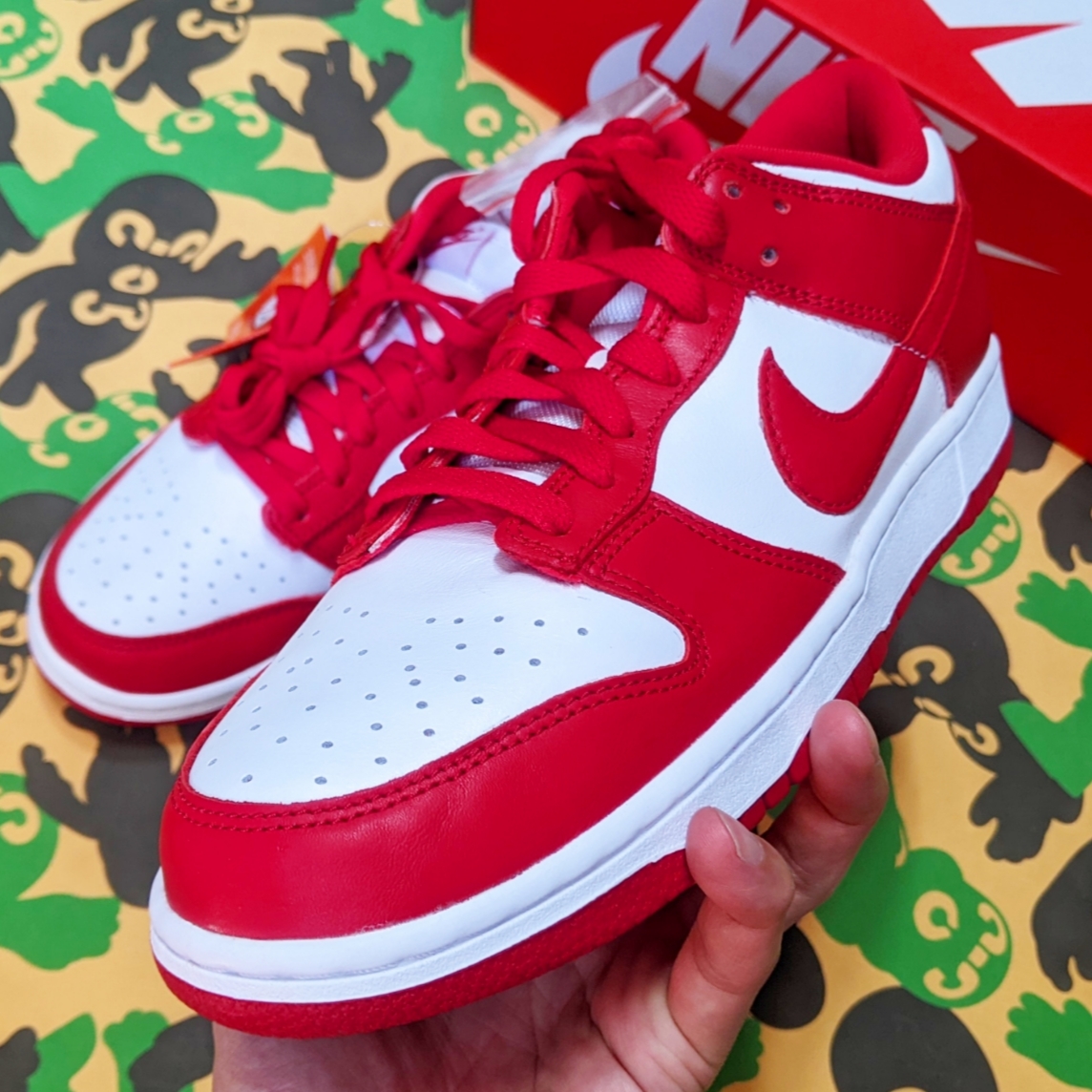 Nike Dunk Low SP White and University Red 2023 착용 스타일 - 2