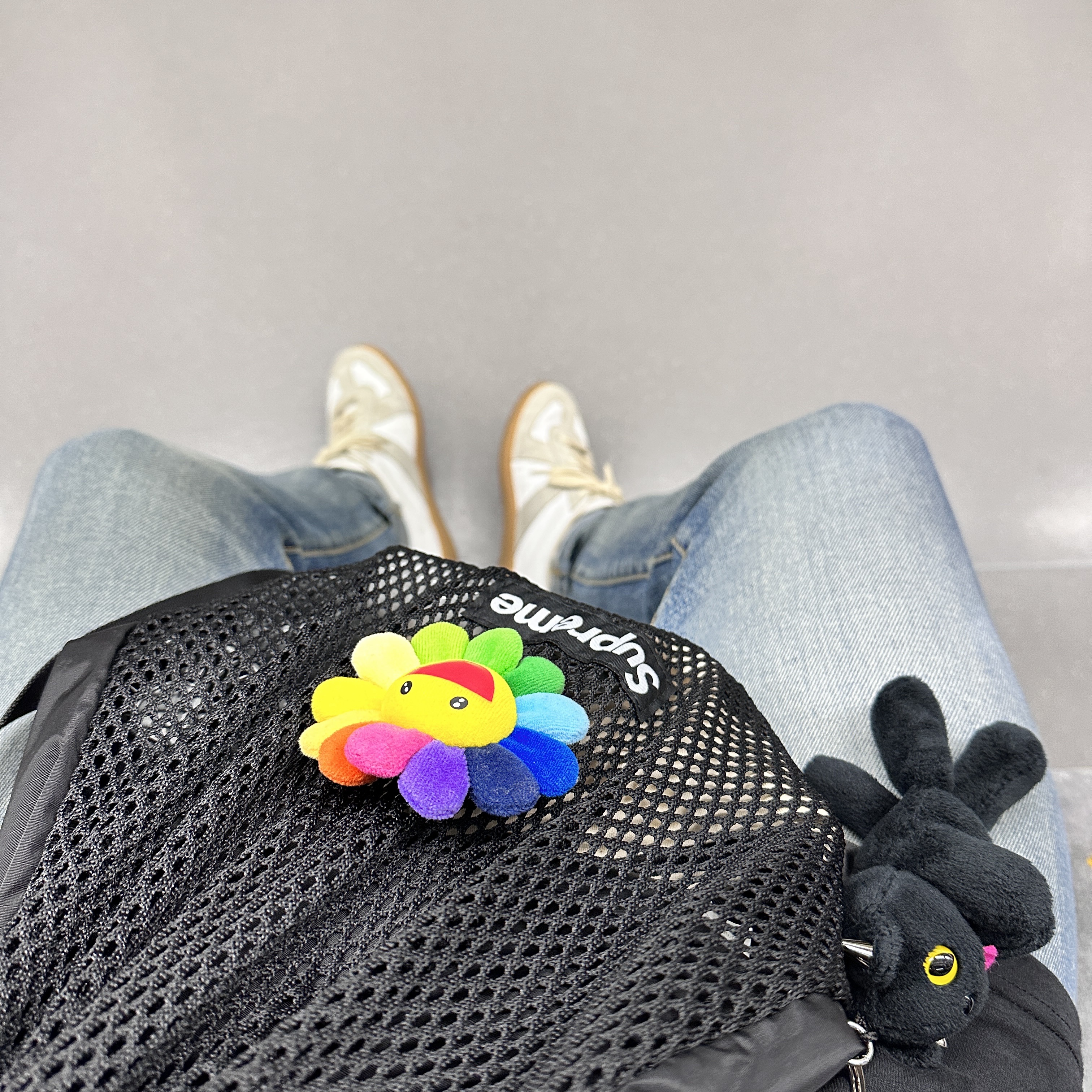 Maison Margiela Calfskin Replica Sneakers, Supreme Mesh Small Backpack Black - 23SS 착용 스타일 - 2