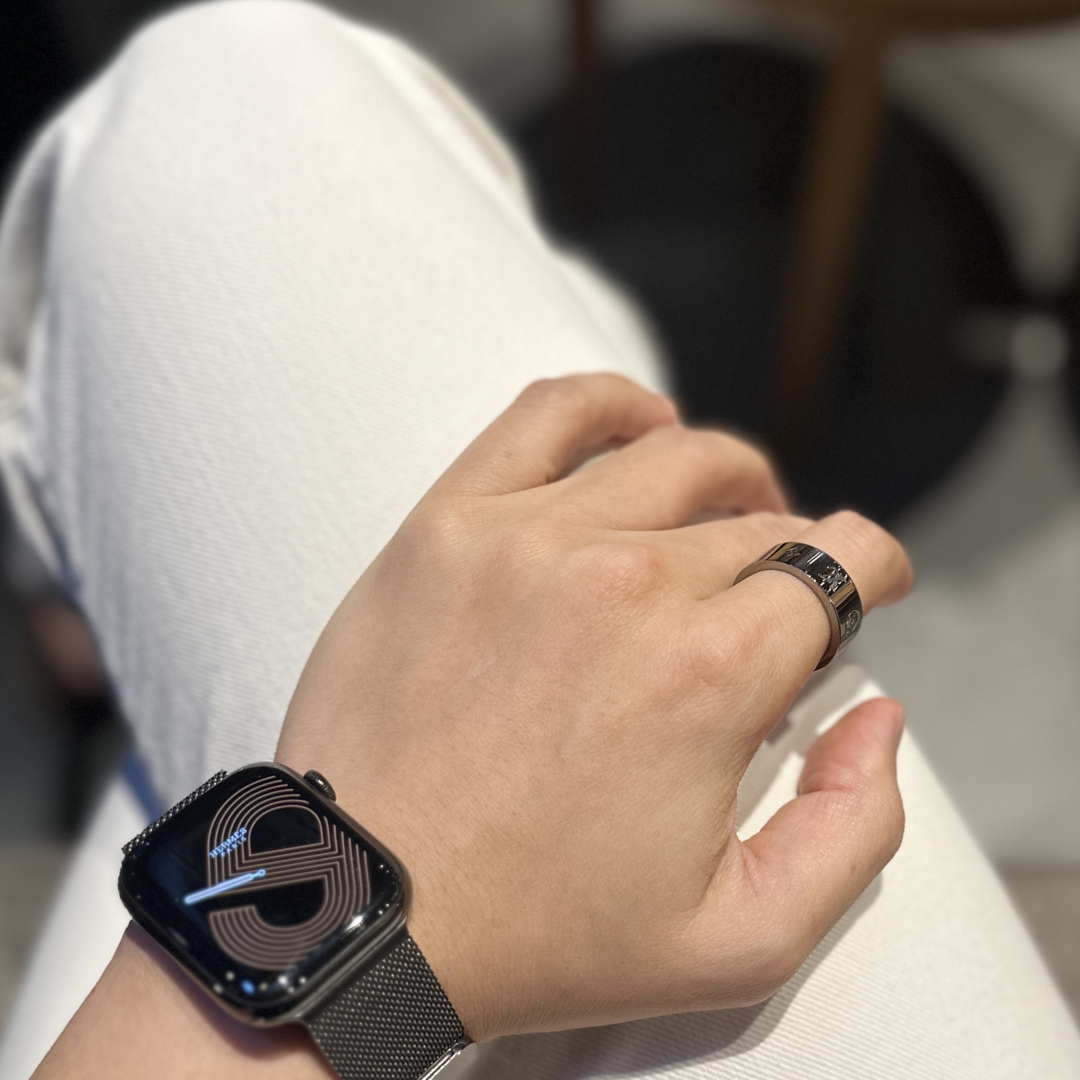Louis Vuitton Instinct Rings Gold & Silver (Set of 2), Apple Watch Hermes Series 8 45mm Silver Stainless Steel Case with Single Tour Noir (Korean Ver.) 착용 스타일