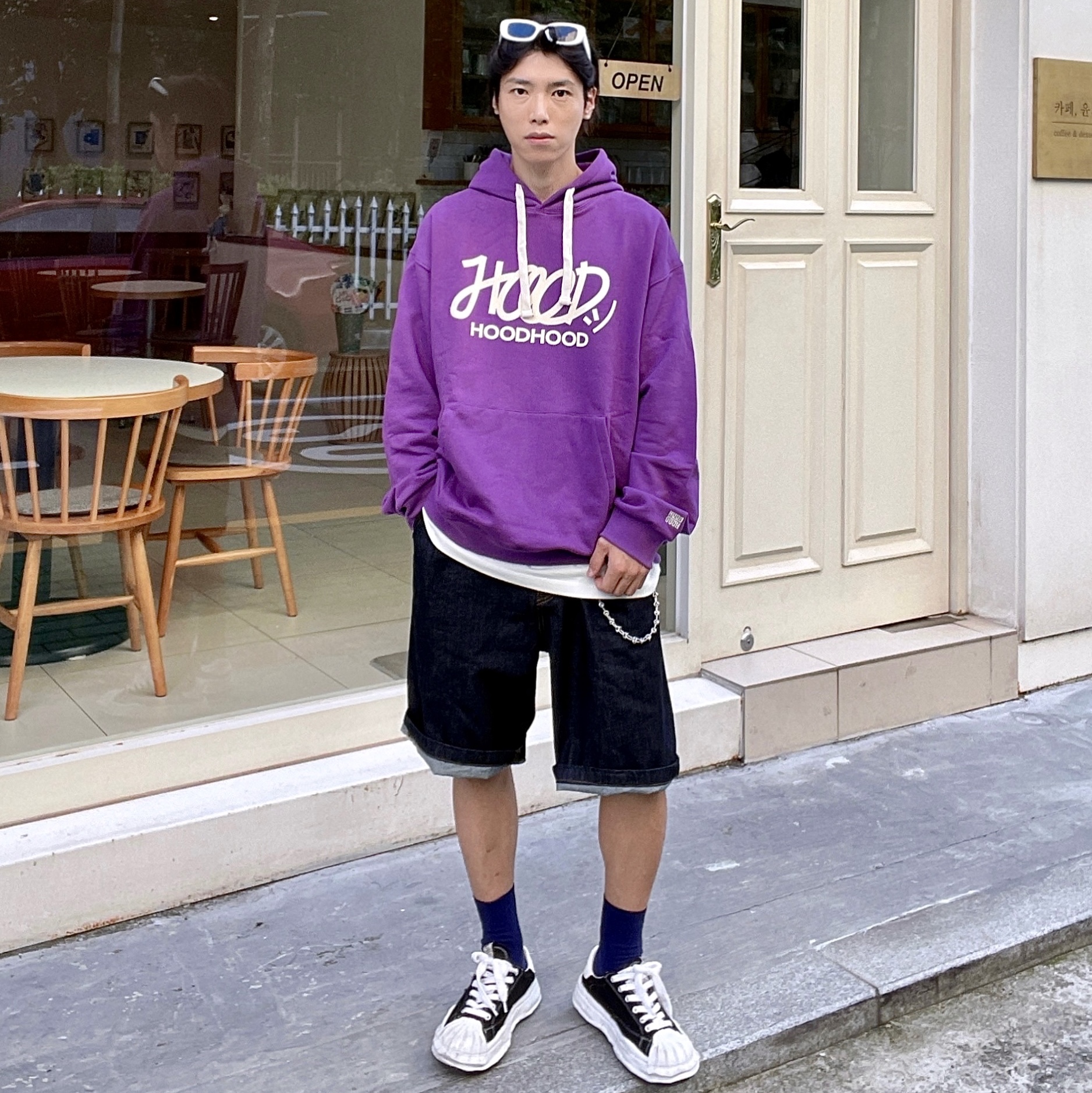 Maison Mihara Yasuhiro Blakey OG Sole Canvas Low-top Sneakers Black White 착용 스타일 - 1
