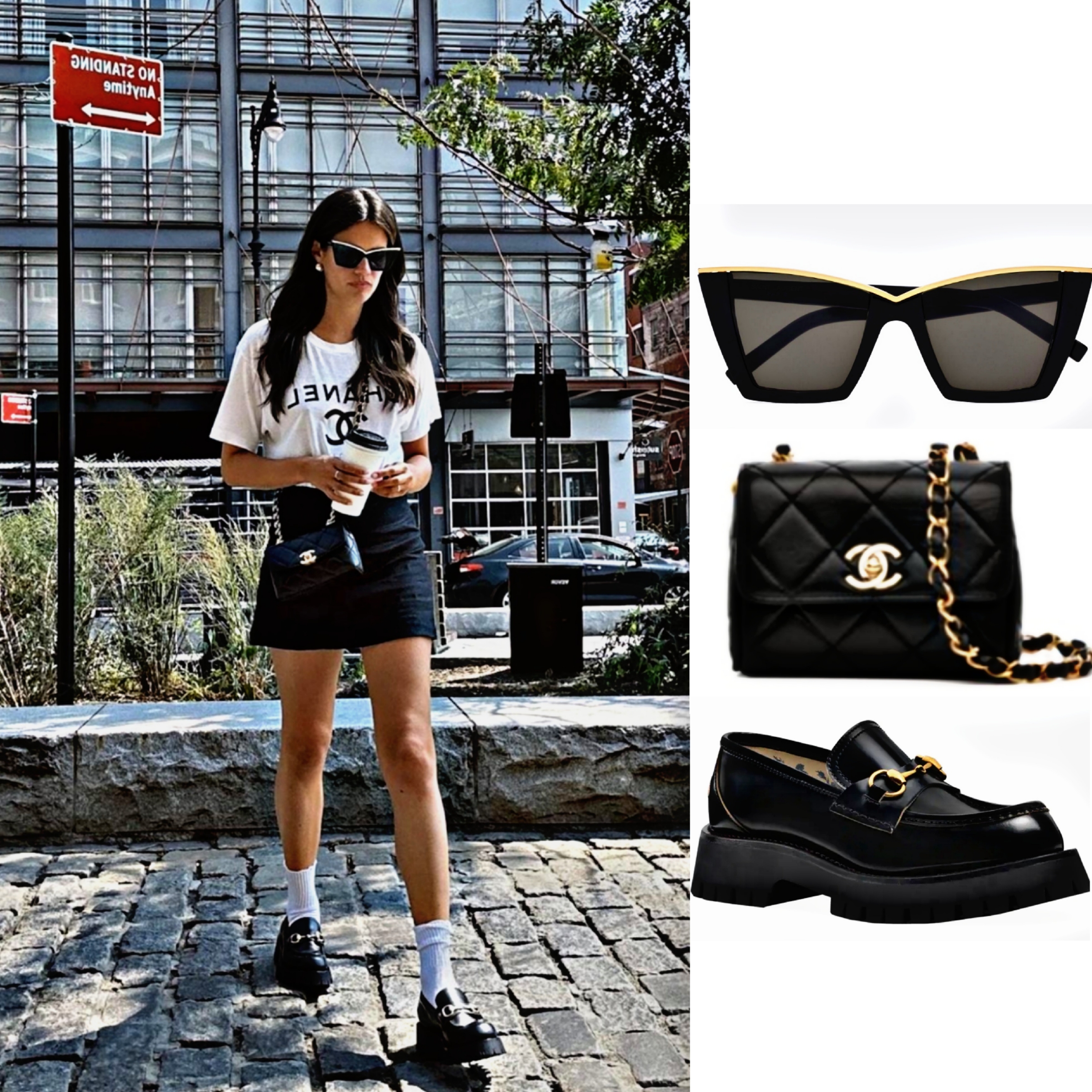 (W) Gucci Lug Sole Loafer Black Leather 착용 스타일