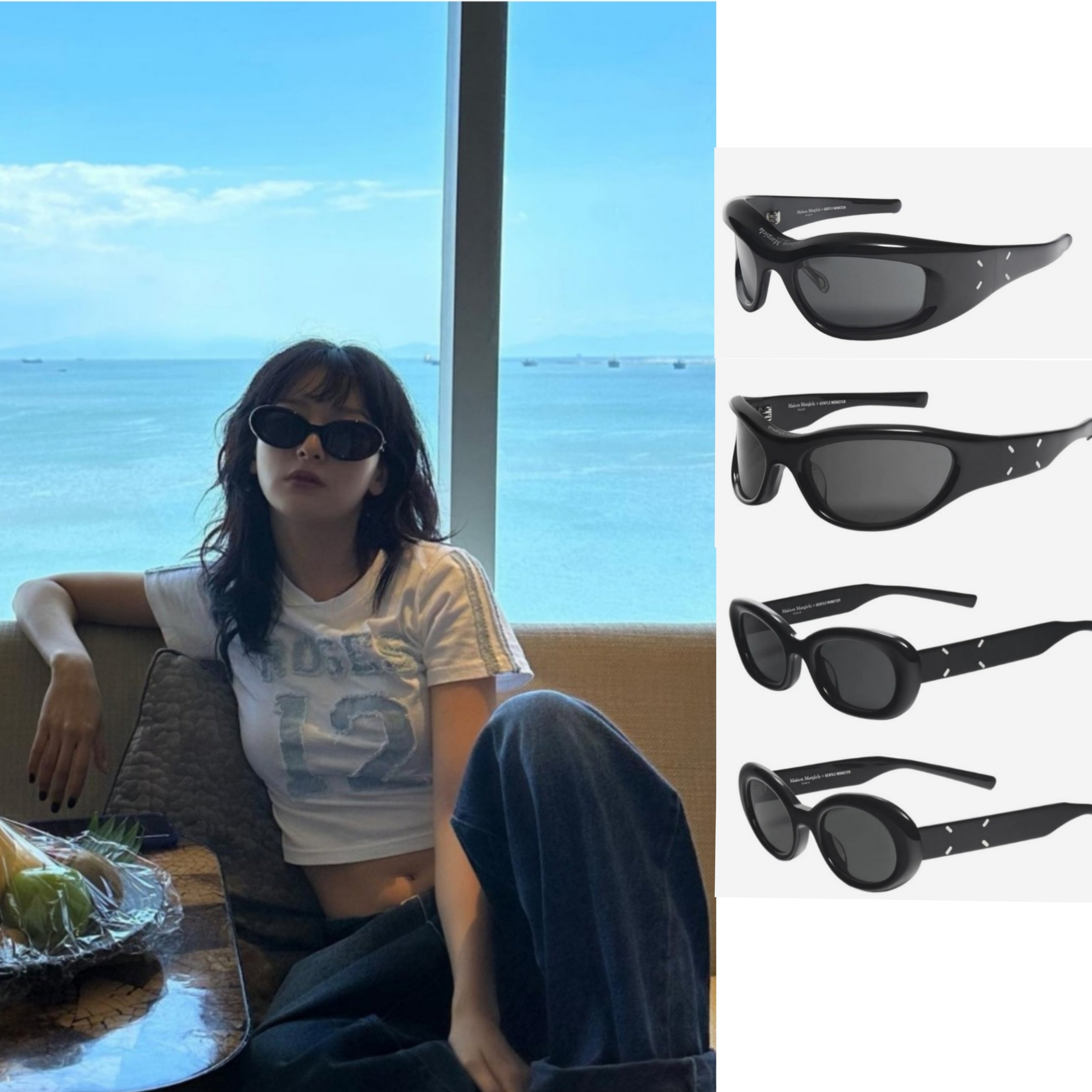 Gentle Monster x Maison Margiela MM002 Black Black, Gentle Monster x Maison Margiela MM003 Black Black 착용 스타일