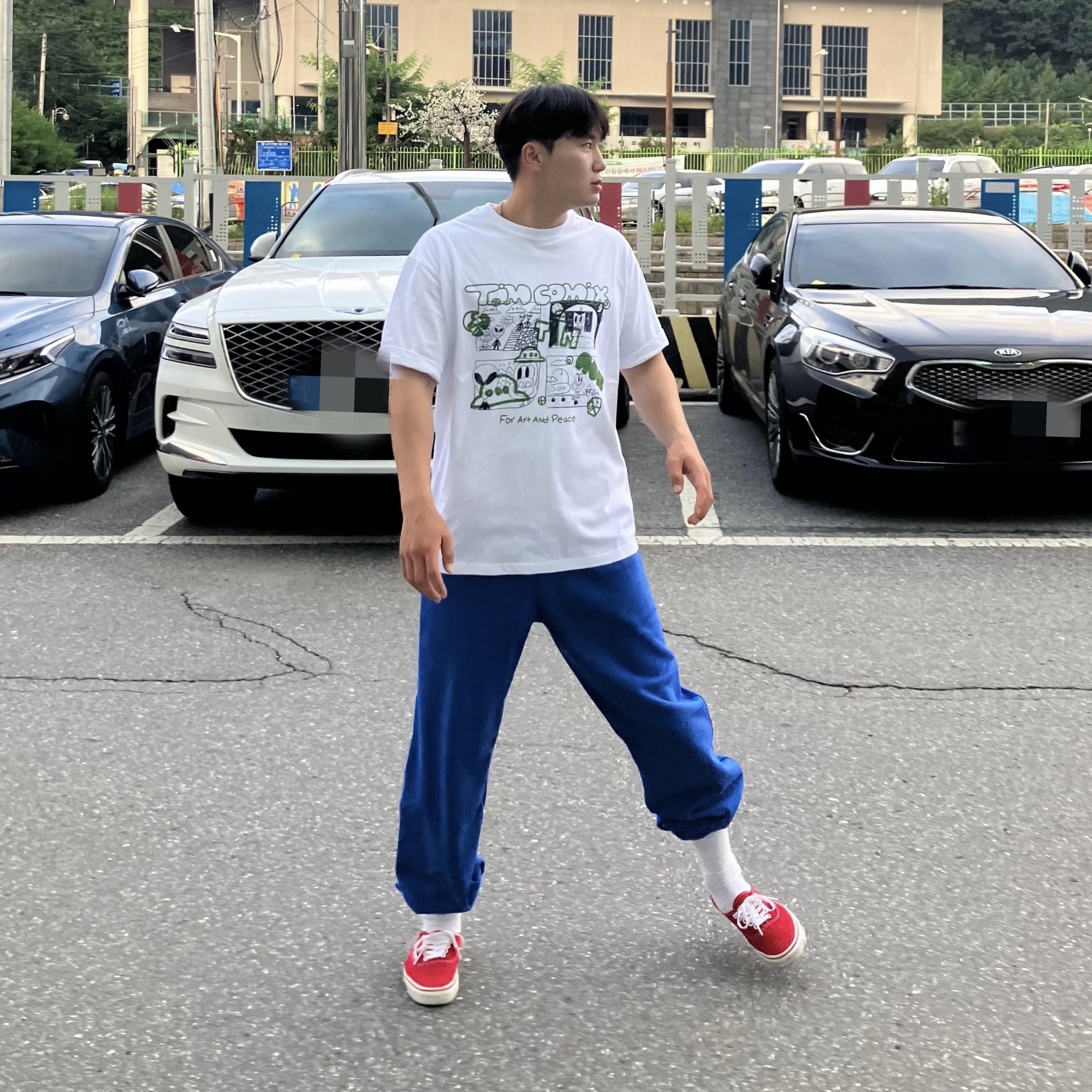 Vans Authentic Red 착용 스타일