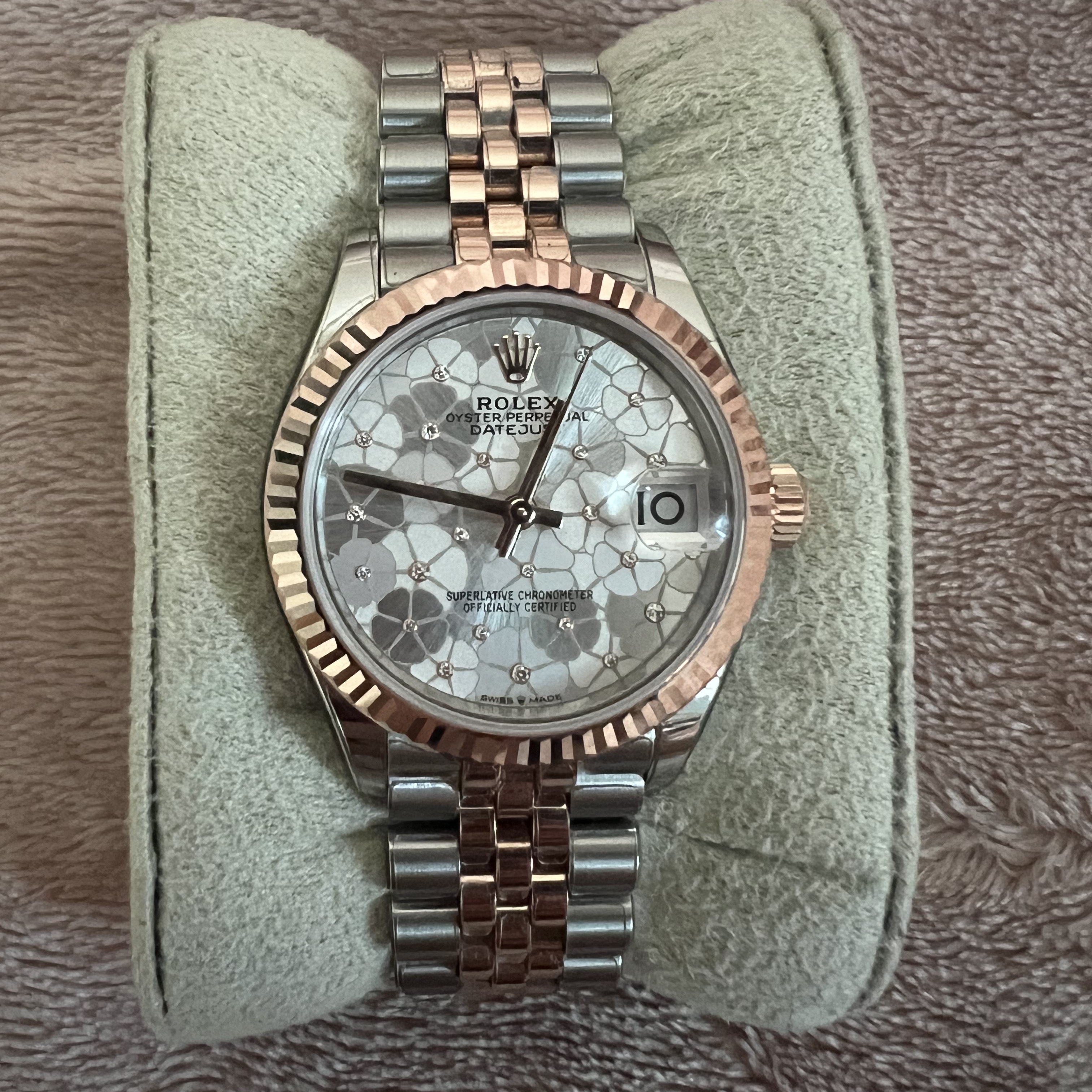 Rolex Datejust 31mm 278271 Floral Motif Silver Diamond-Set Jubilee 착용 스타일 - 1