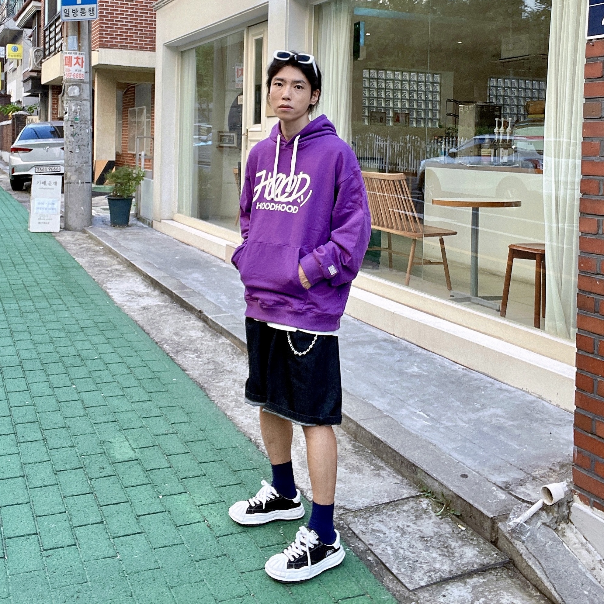 Maison Mihara Yasuhiro Blakey OG Sole Canvas Low-top Sneakers Black White 착용 스타일 - 2