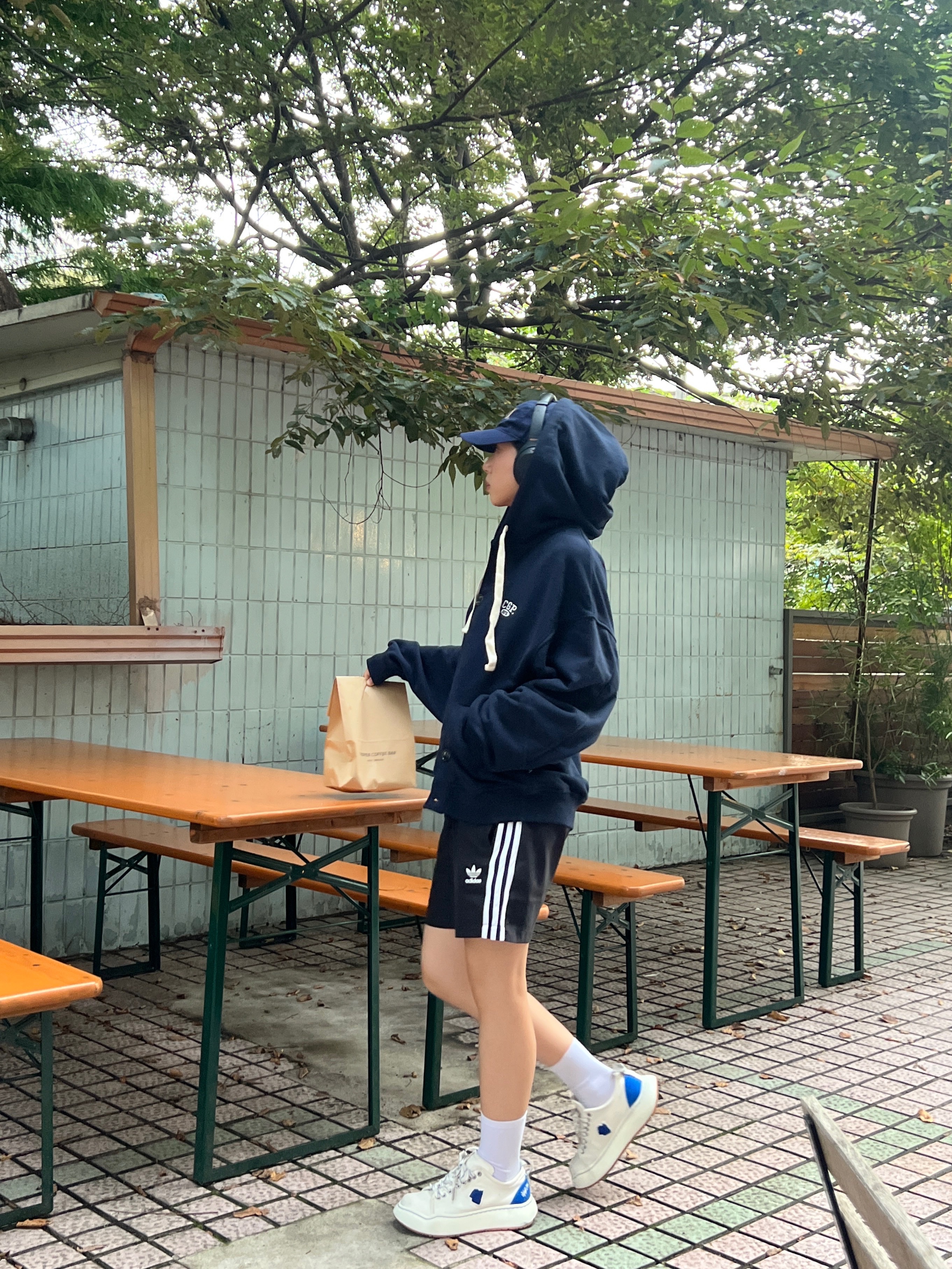 Ader Error Log; Canv White, Adidas Adicolor Classics 3-Stripes Swim Shorts Black - KR Sizing 착용 스타일 - 5