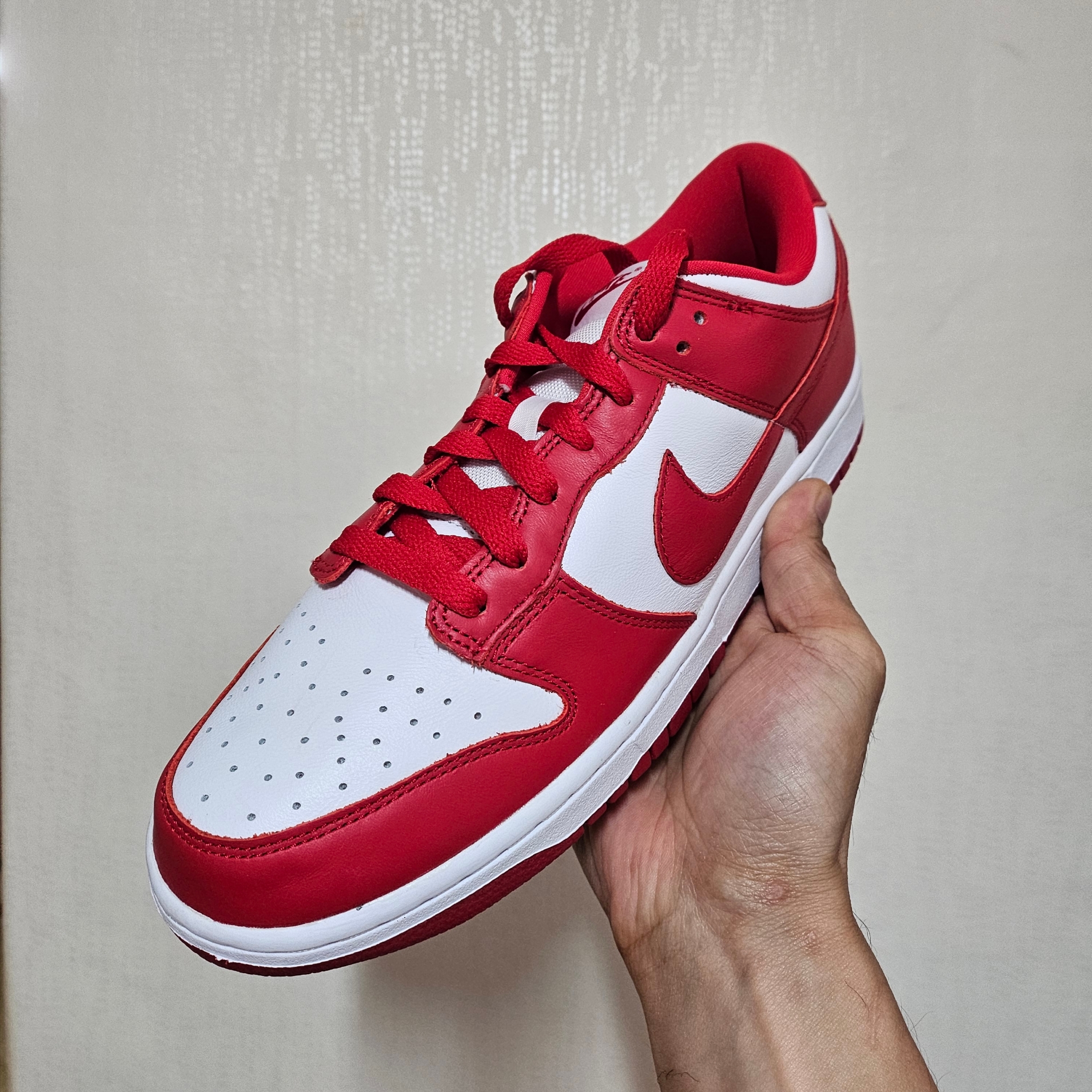 Nike Dunk Low SP White and University Red 2023 착용 스타일 - 1