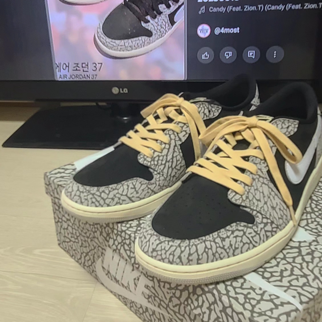 Jordan 1 Retro Low OG Black Cement 착용 스타일 - 1