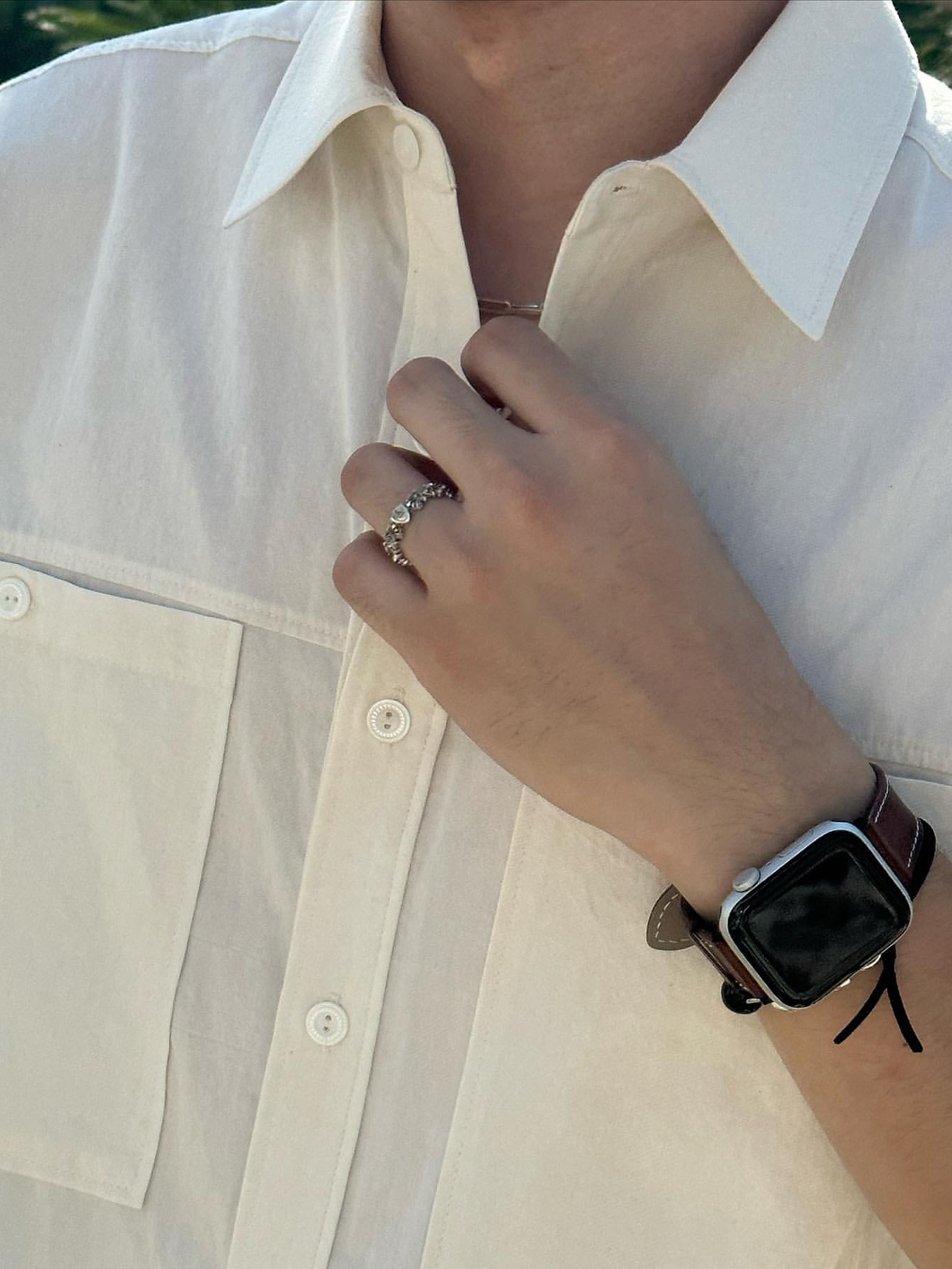 Scudo Shell Layered Ring Plain 착용 스타일 - 1